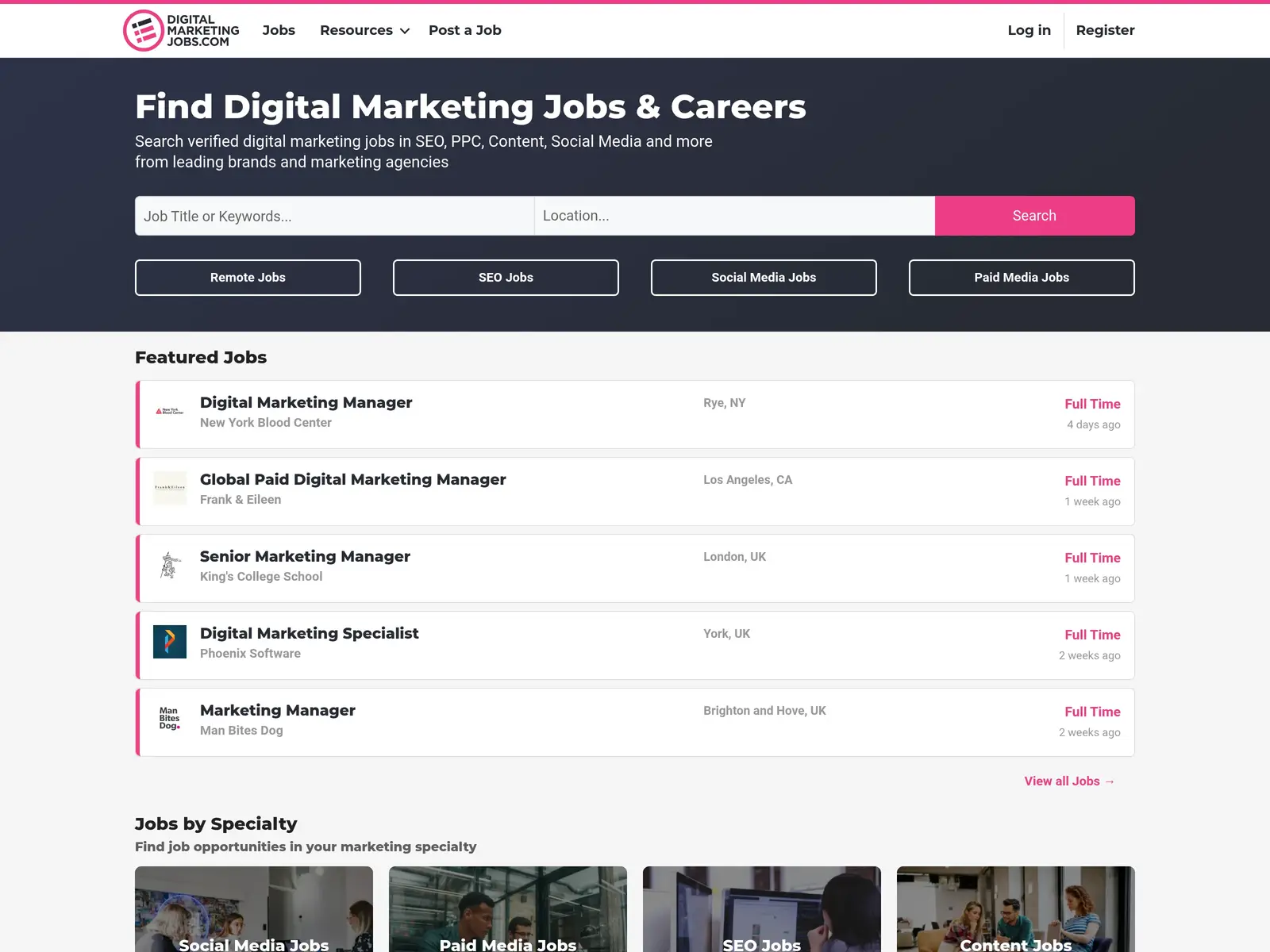 Screenshot of Digital Marketing Jobs