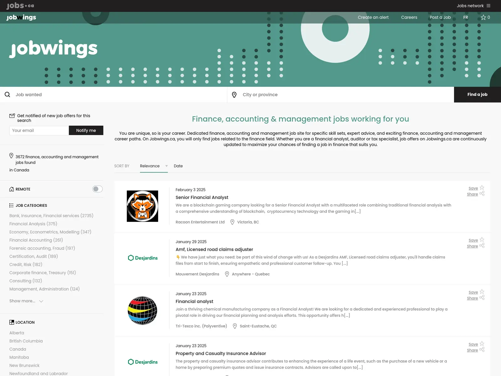 Screenshot of Jobwings