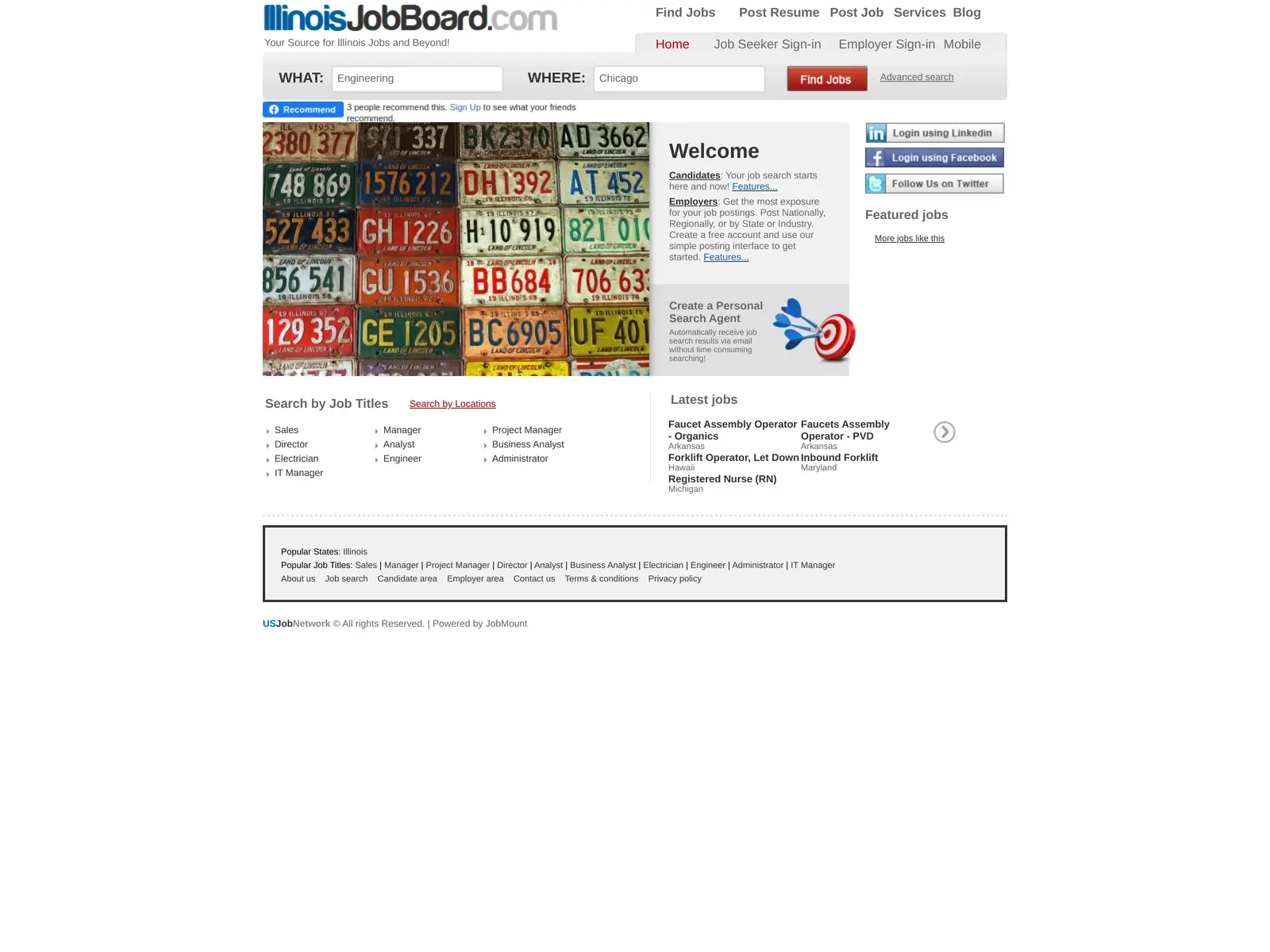 Screenshot of IllinoisJobBoard.com