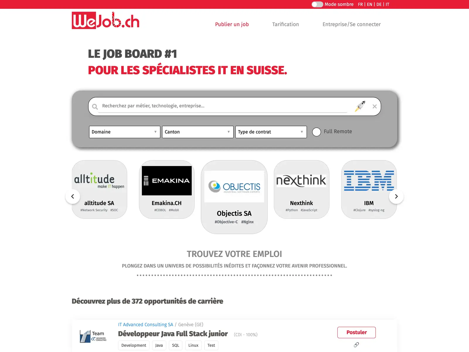 Screenshot of WeJob