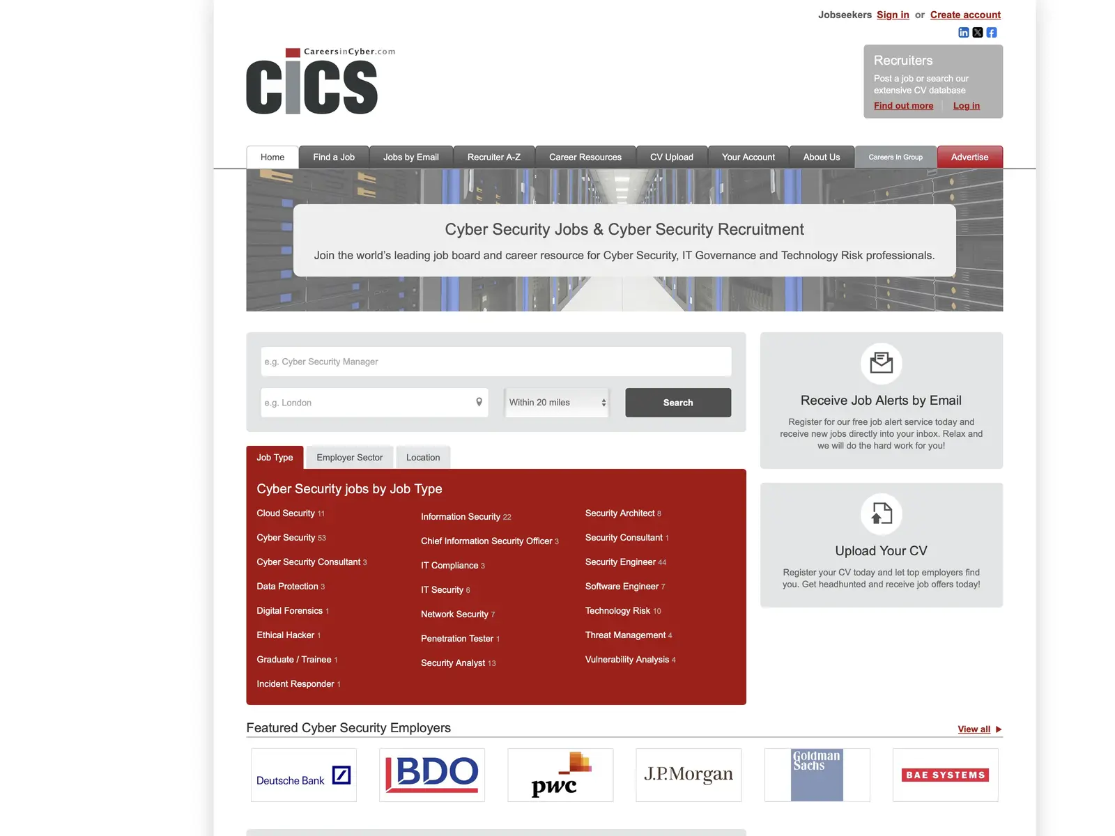 Screenshot of CareersinCyber