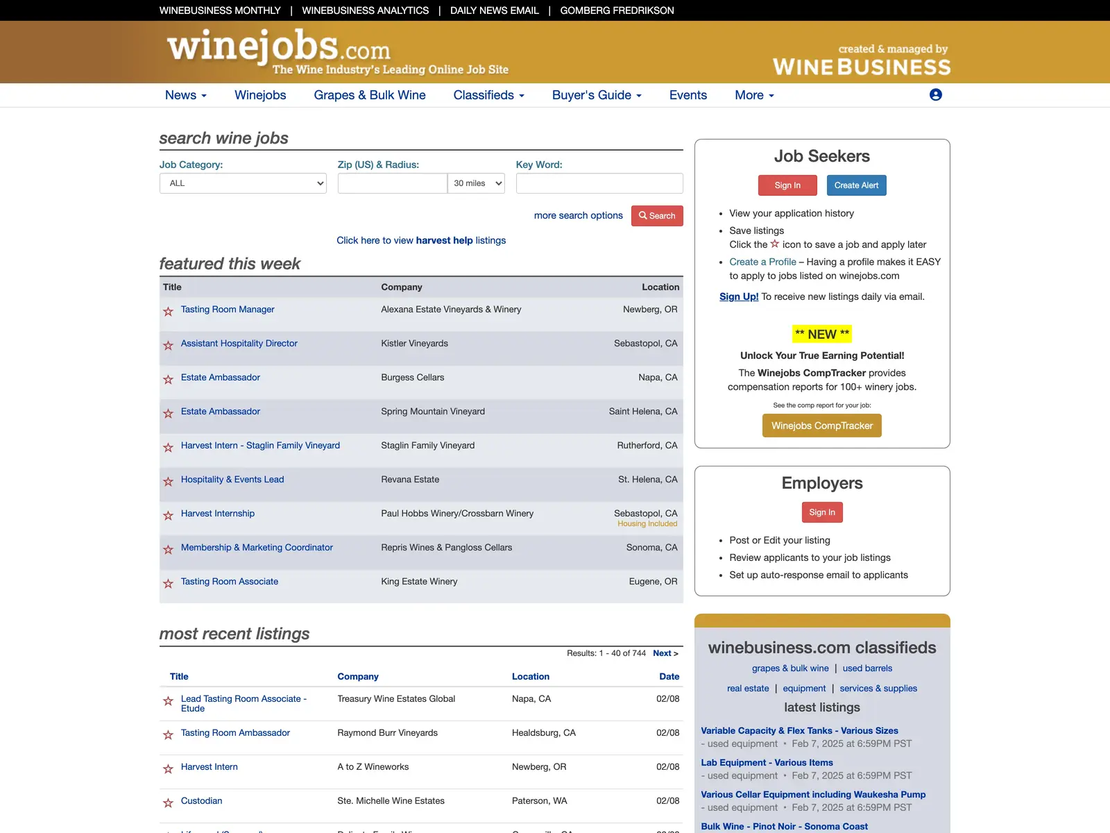 Screenshot of Wine Jobs