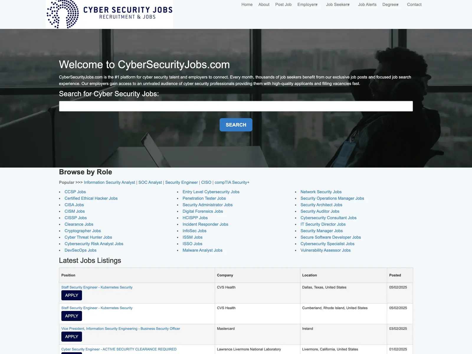 Screenshot of Cyber Security Jobs