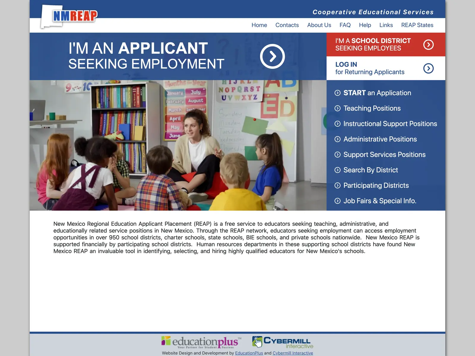 Screenshot of New Mexico Regional Education Applicant Placement (NMREAP)