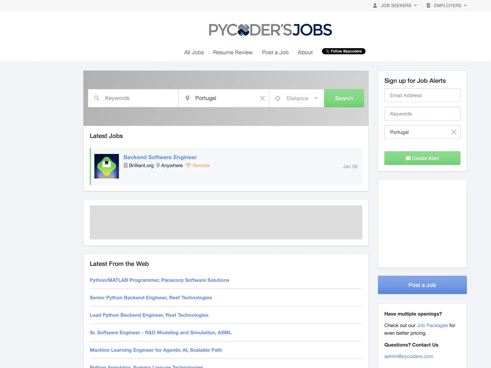 Screenshot of Python Jobs HQ