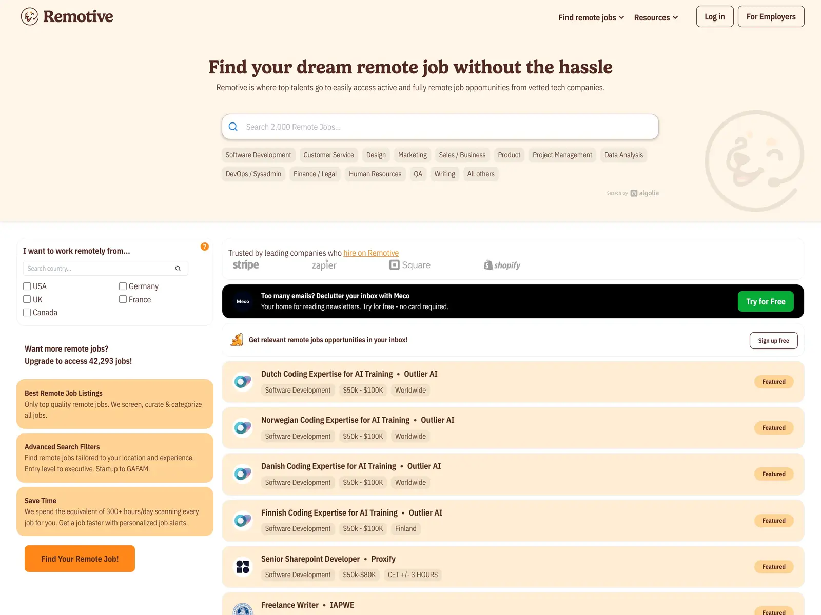 Screenshot of Remotive