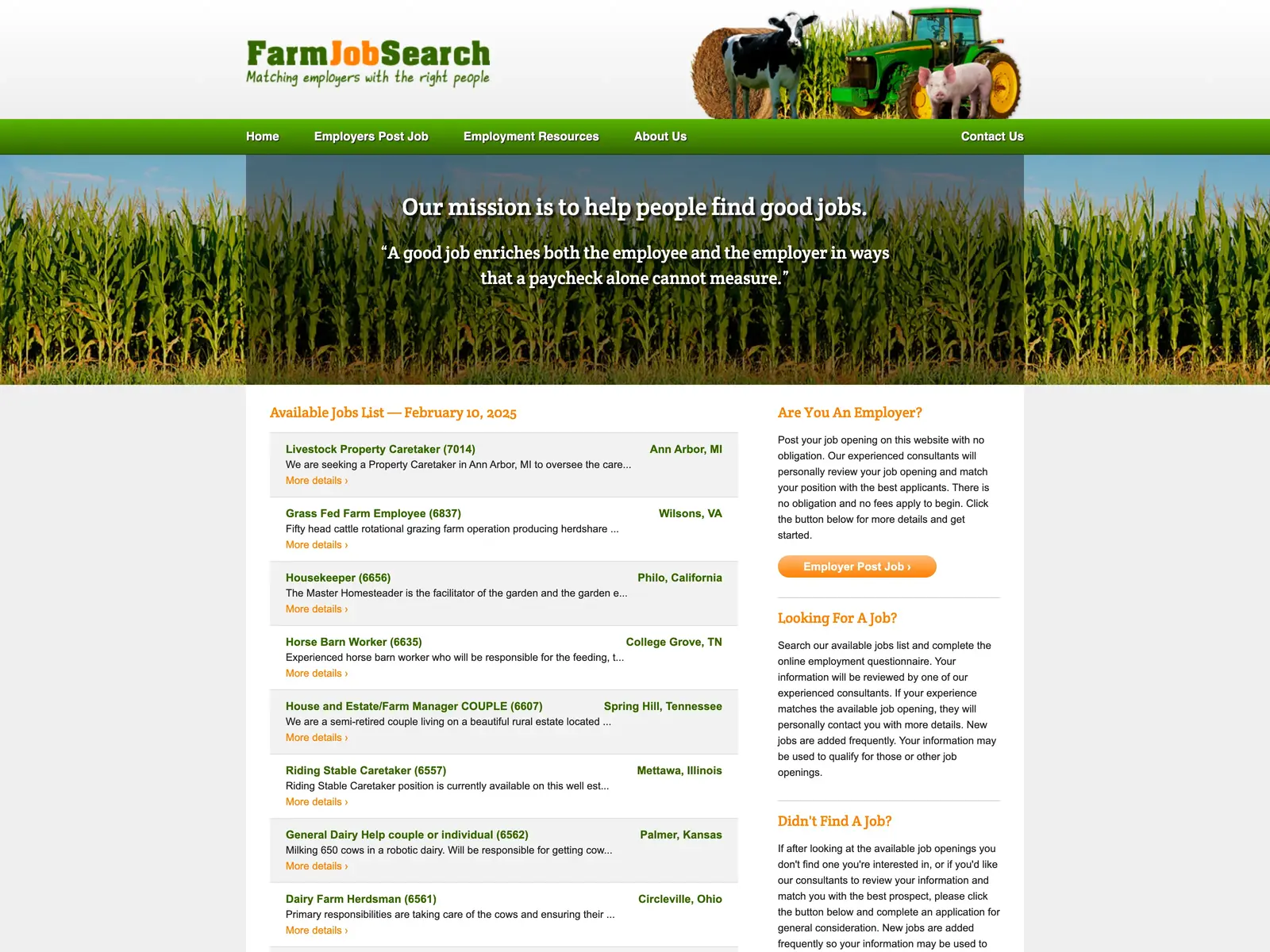 Screenshot of Farm Job Search