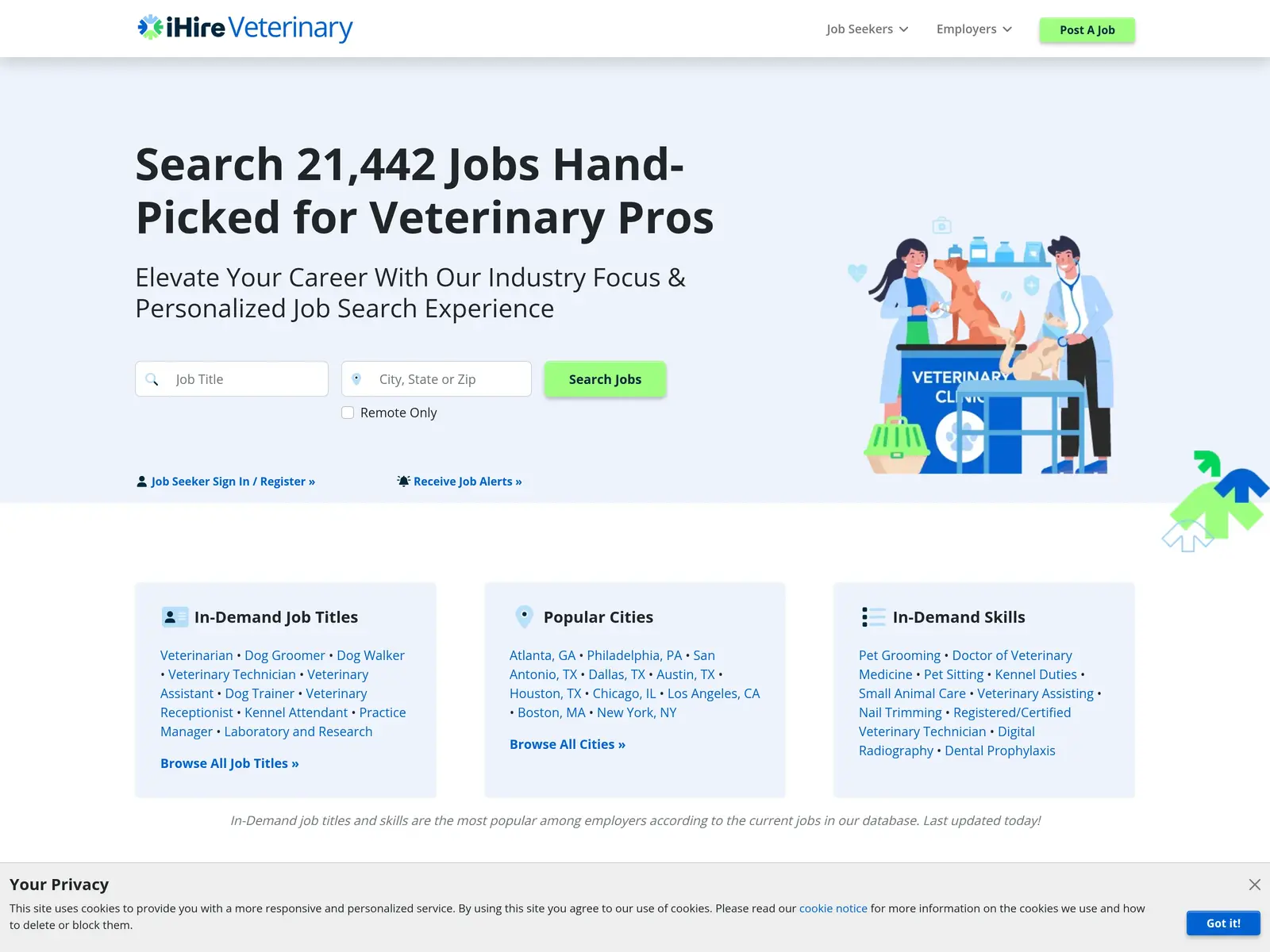 Screenshot of iHireVeterinary