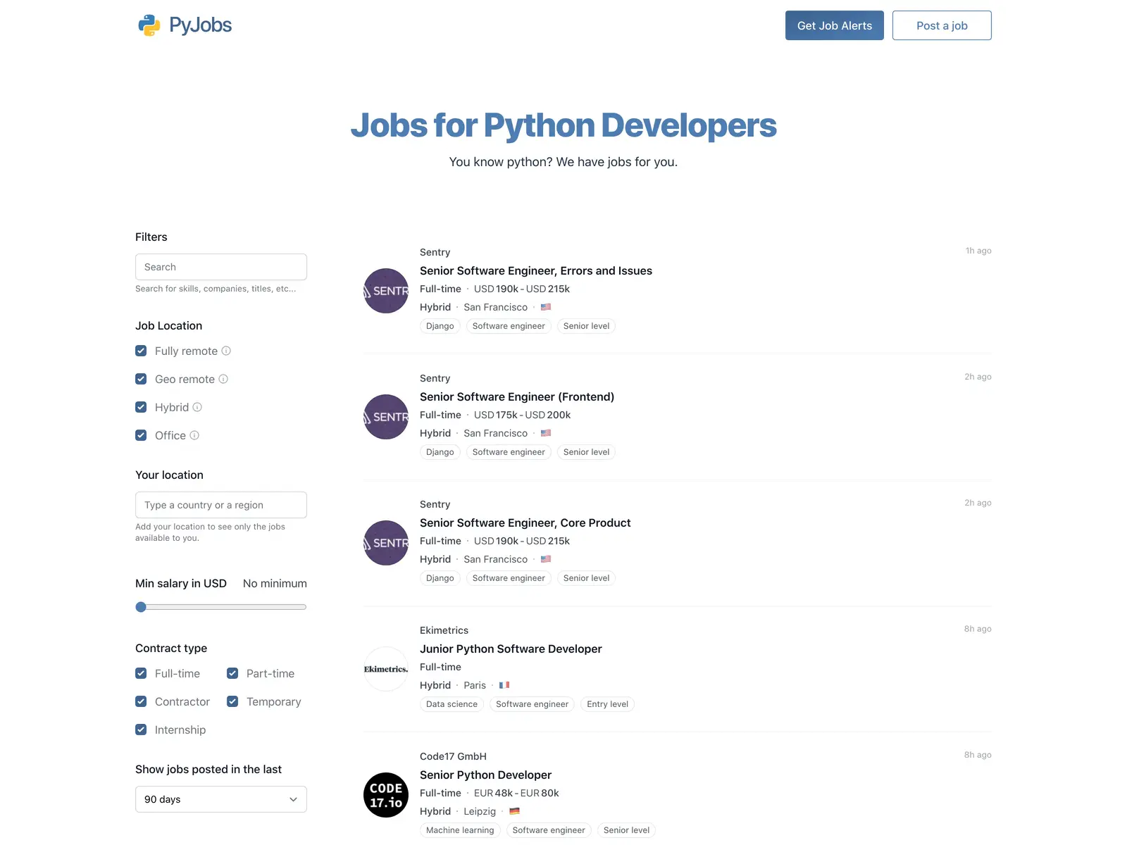Screenshot of PyJobs