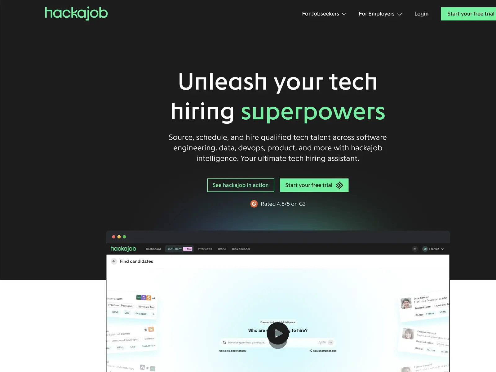 Screenshot of hackajob