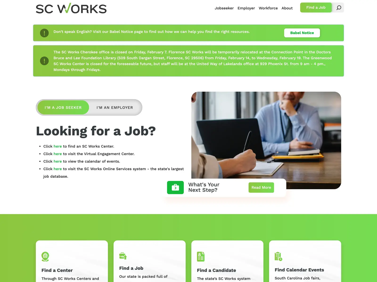Screenshot of SC Works