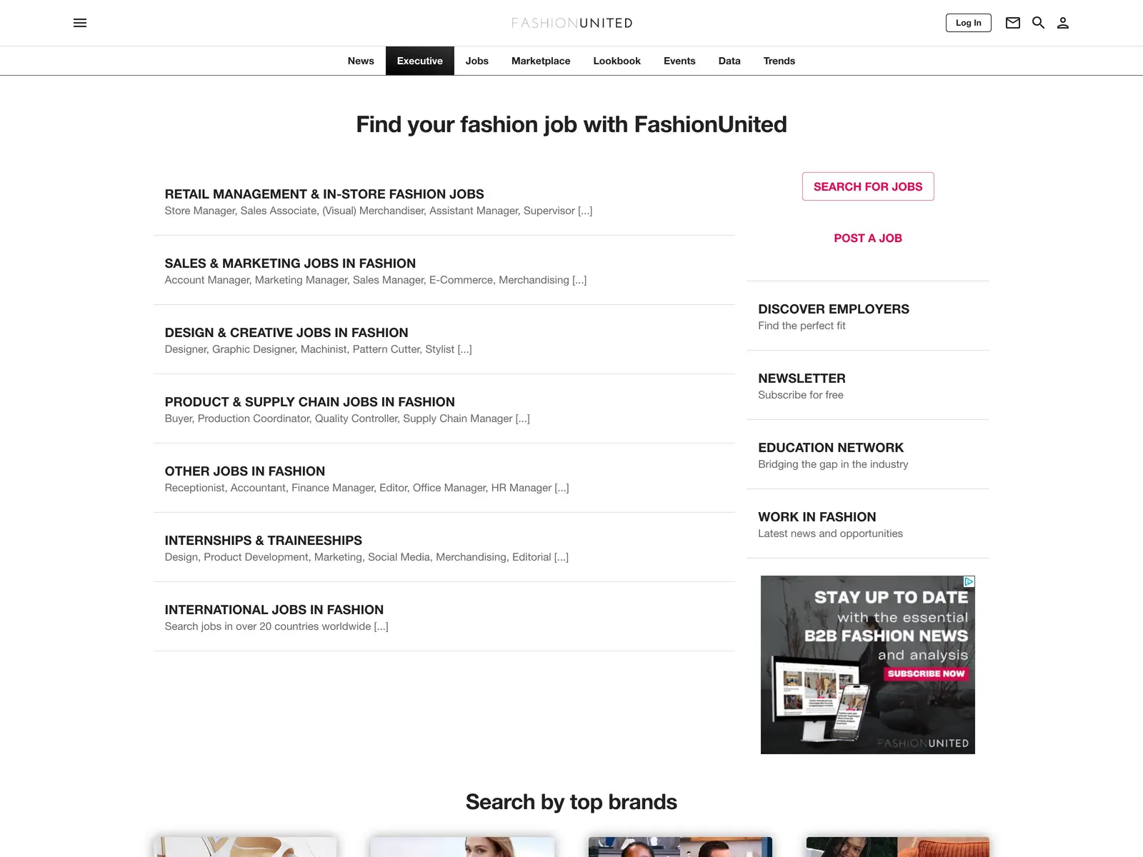 Screenshot of FashionUnited Jobs