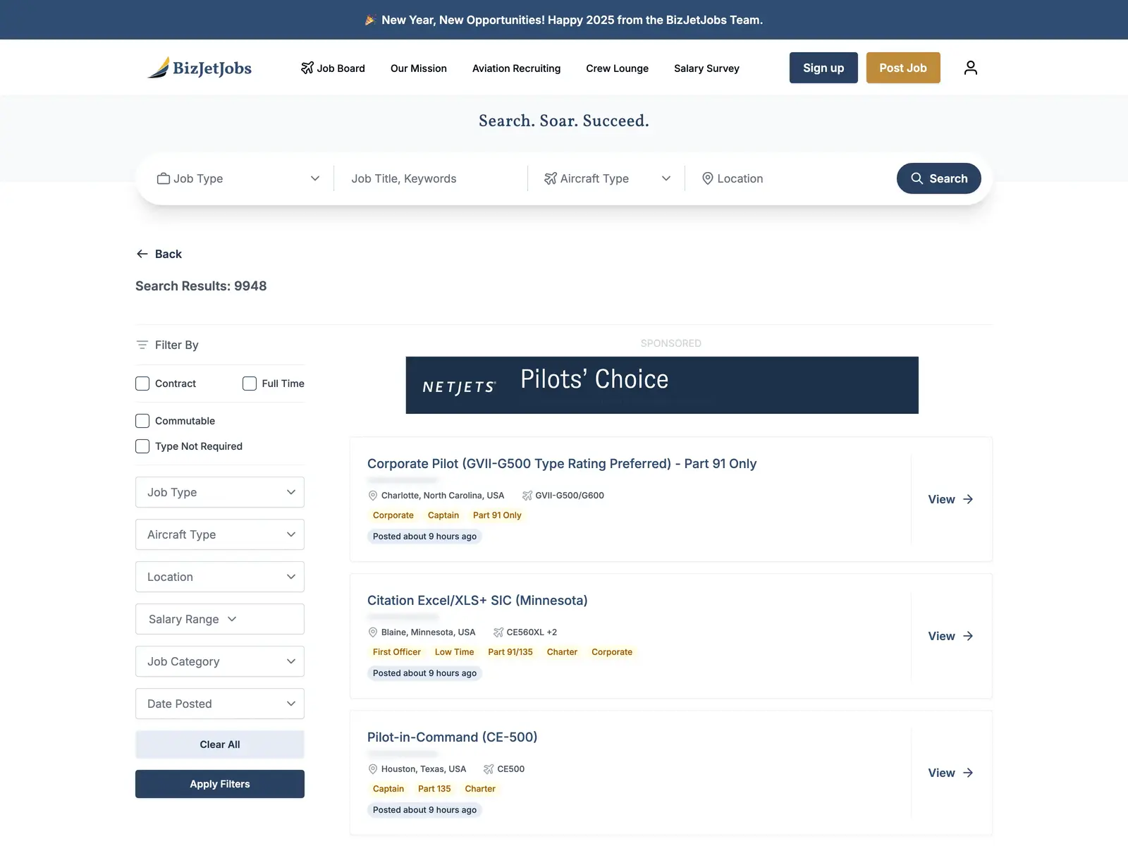 Screenshot of BizJetJobs