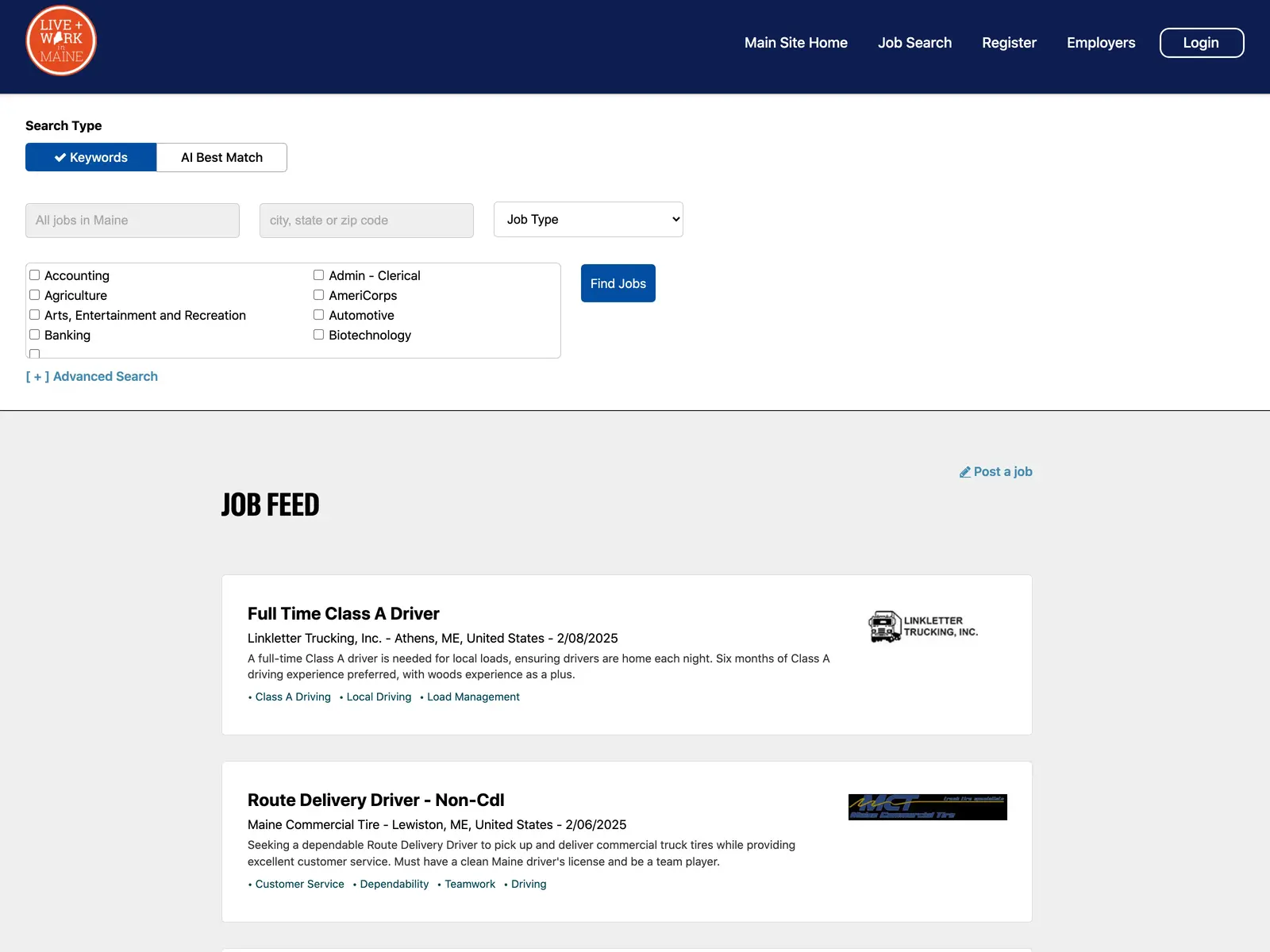 Screenshot of Live and Work in Maine