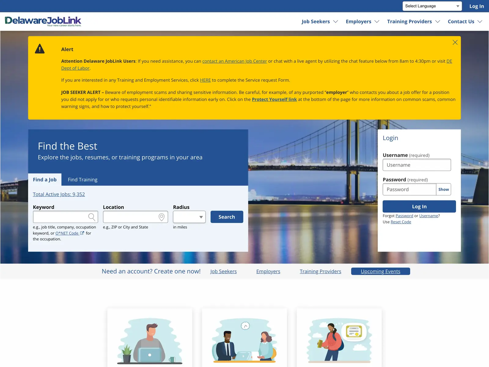 Screenshot of Delaware JobLink