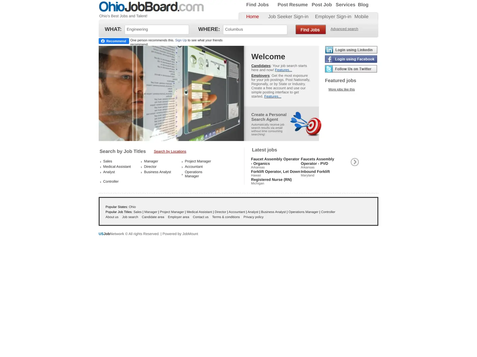 Screenshot of OhioJobBoard.com