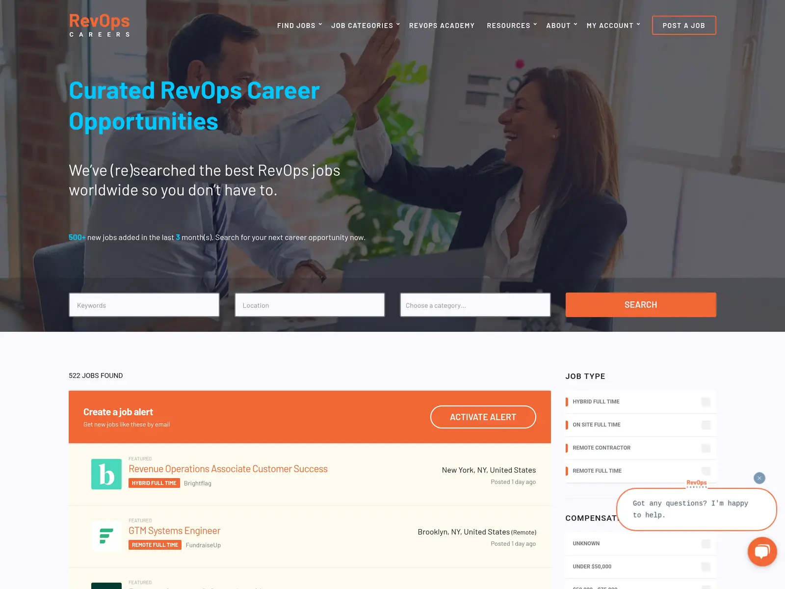 Screenshot of RevOps Careers