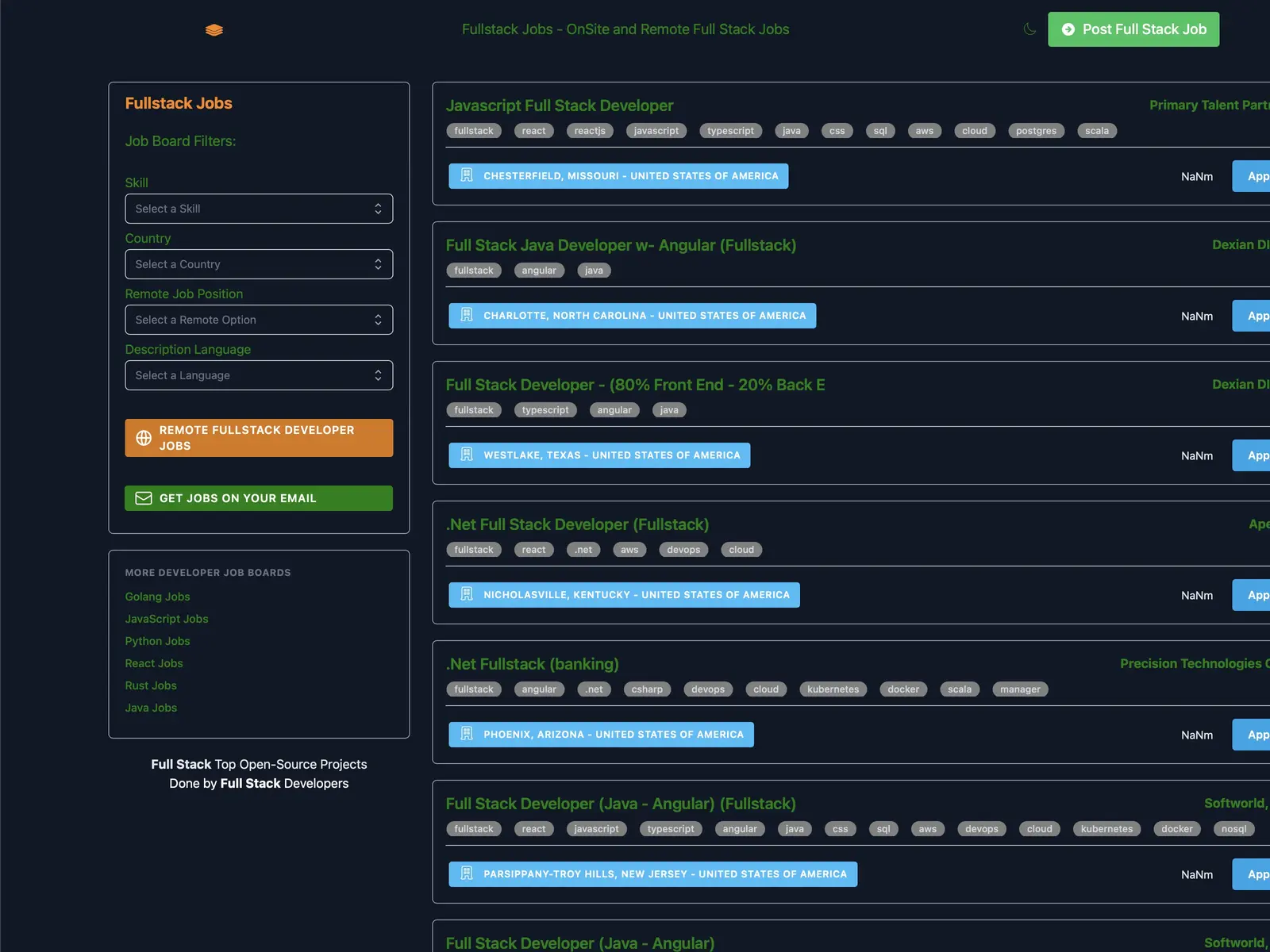 Screenshot of FullStackJob