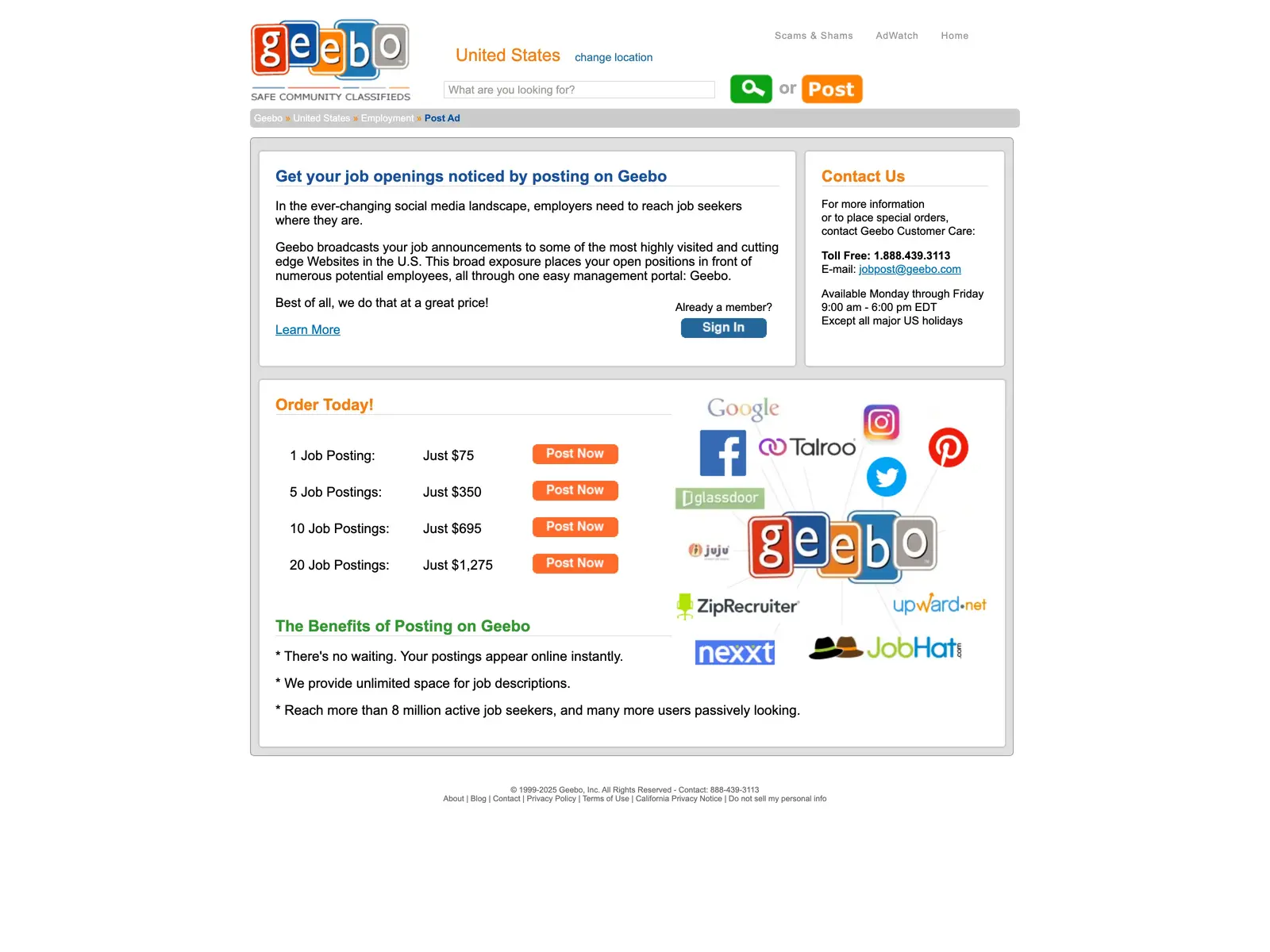 Screenshot of Geebo