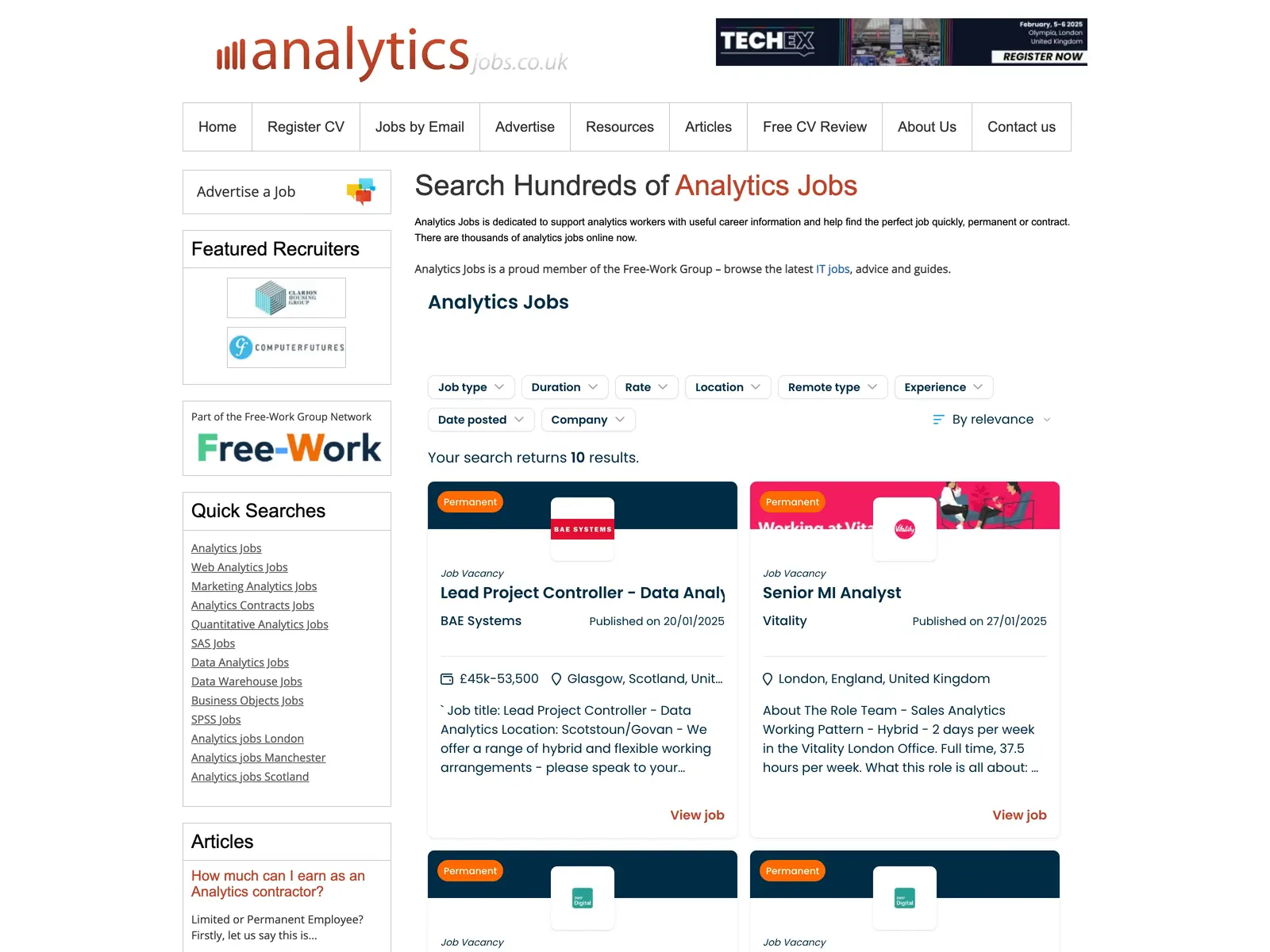 Screenshot of Analytics Jobs