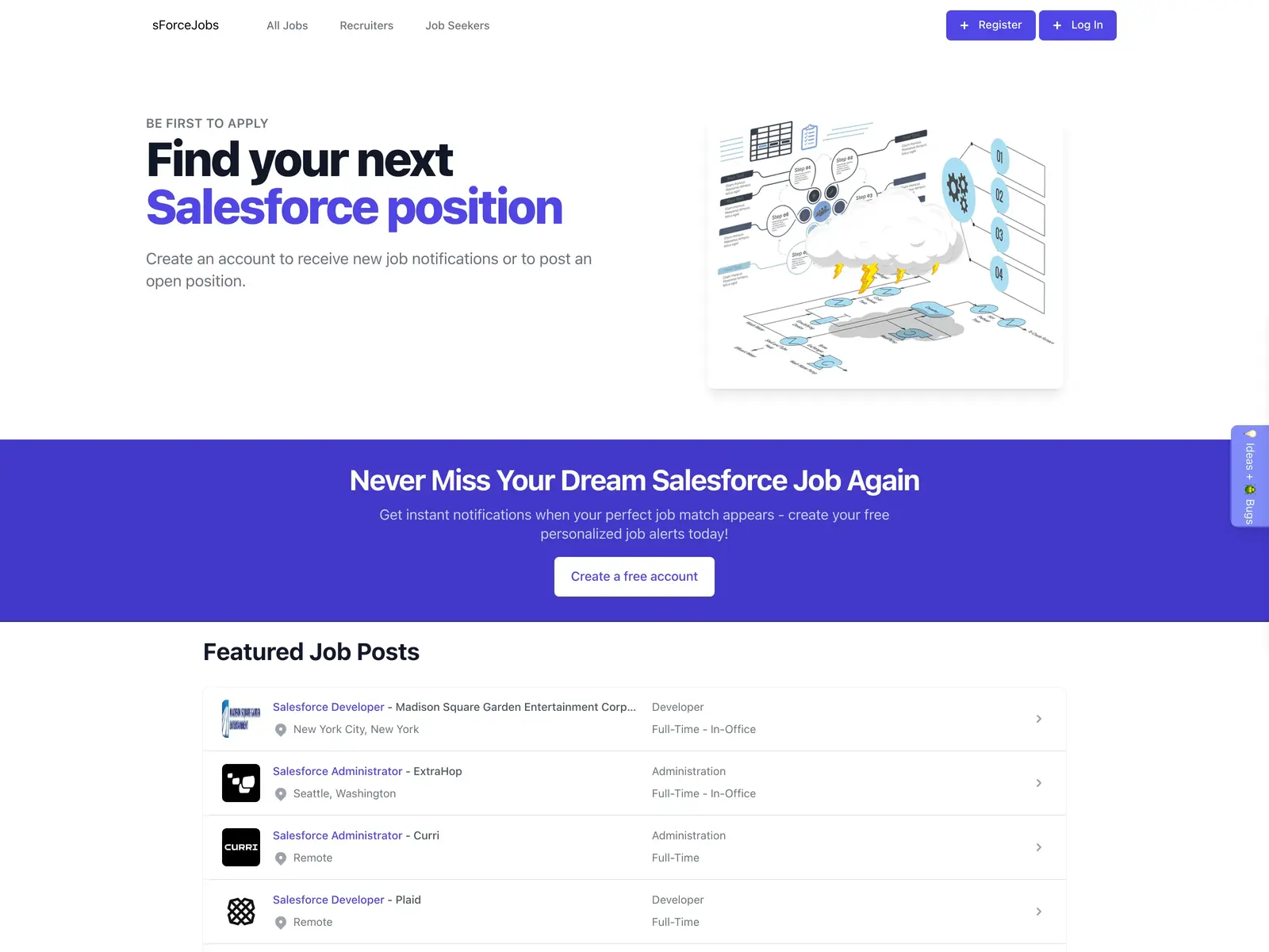 Screenshot of sForce Jobs