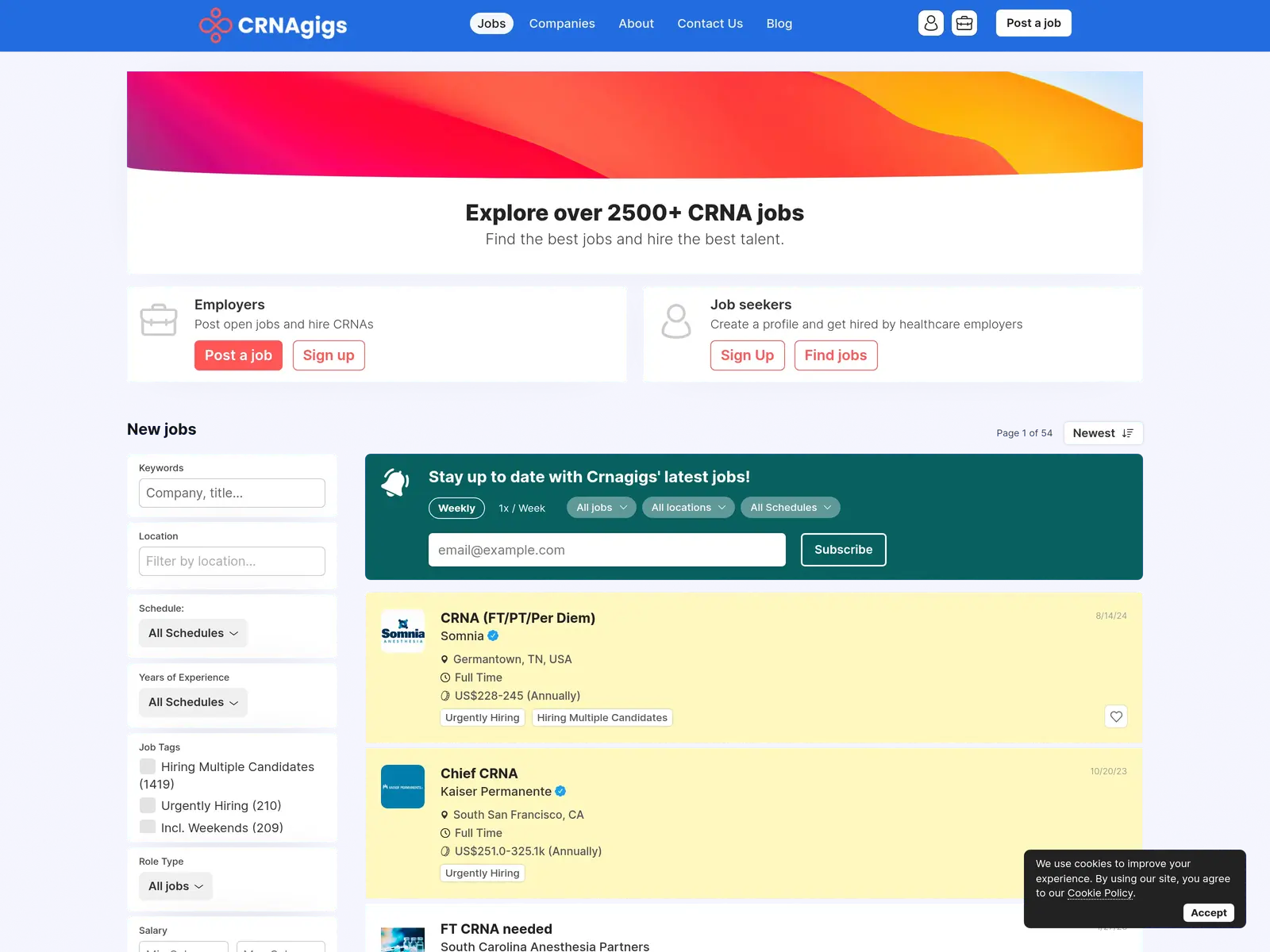 Screenshot of CRNA Gigs