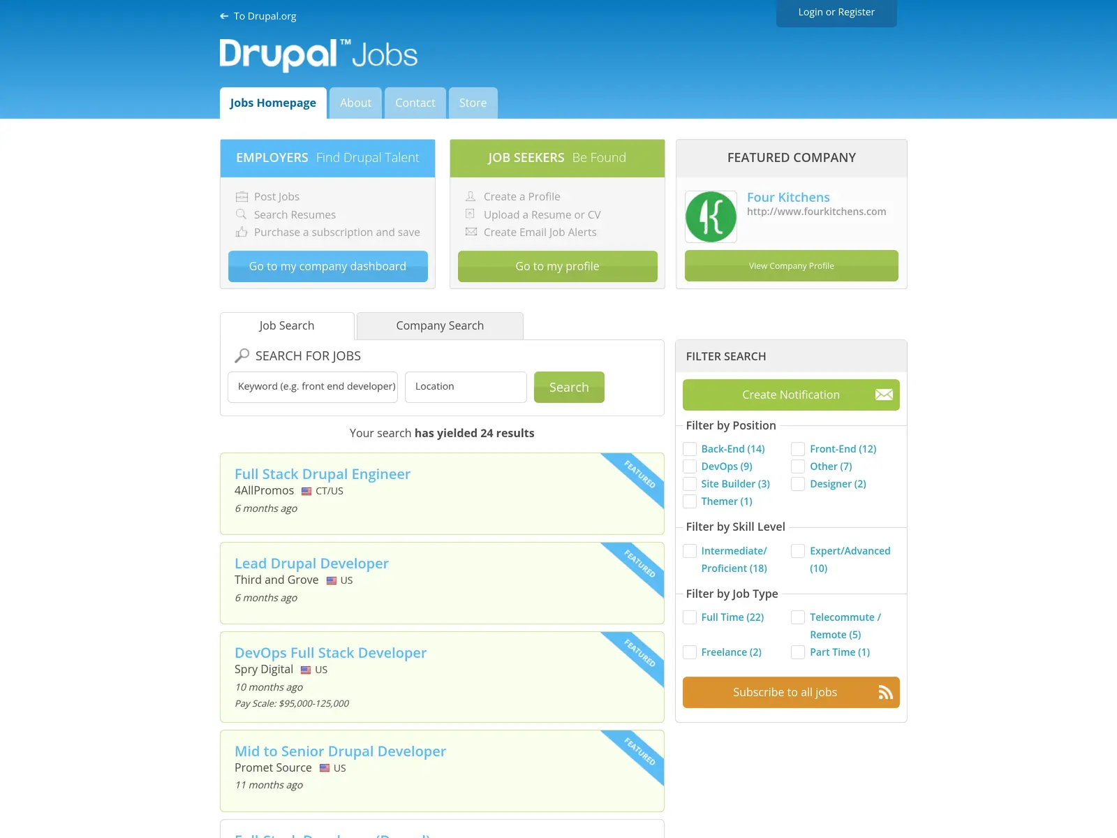 Screenshot of Drupal Jobs
