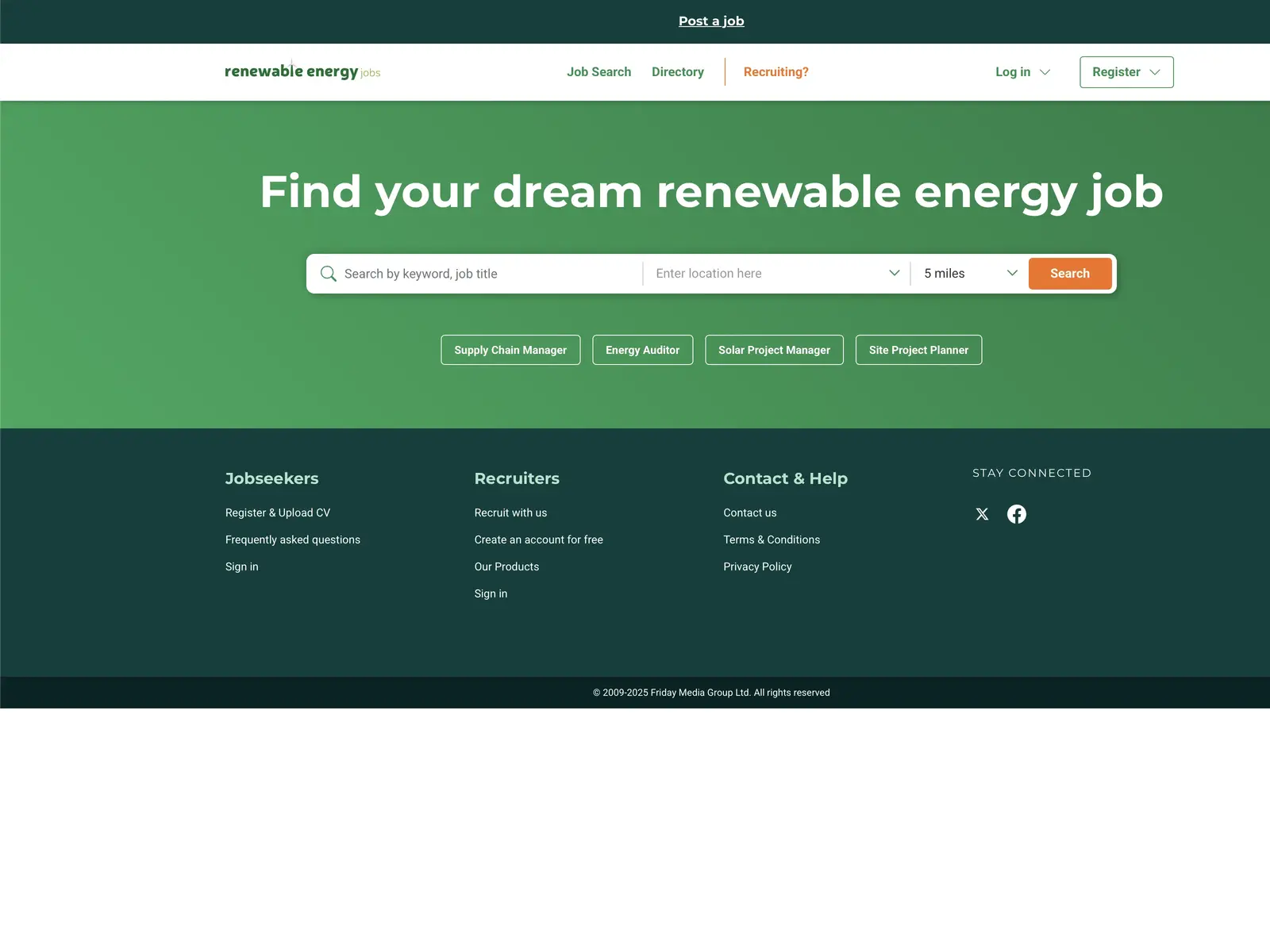 Screenshot of Renewable Energy Jobs