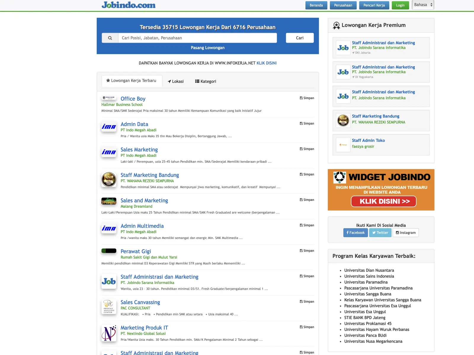 Screenshot of Jobindo