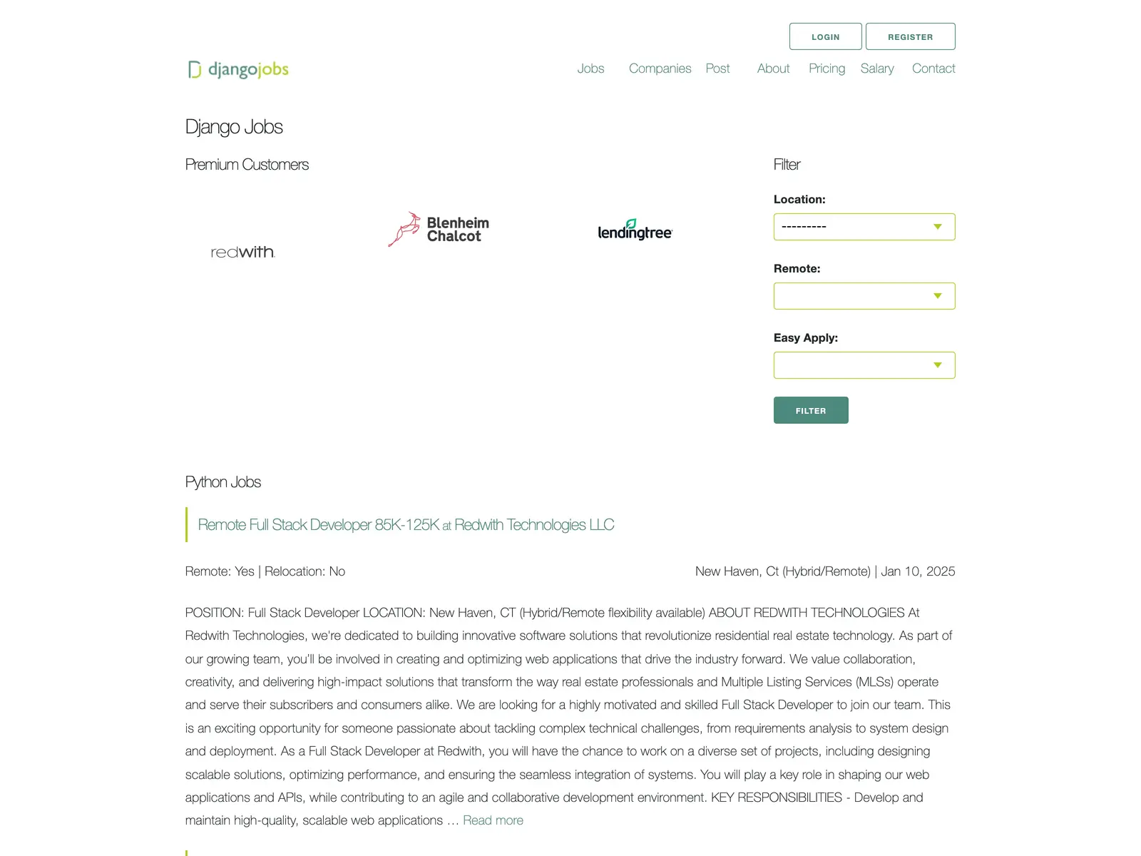 Screenshot of Djangojobs
