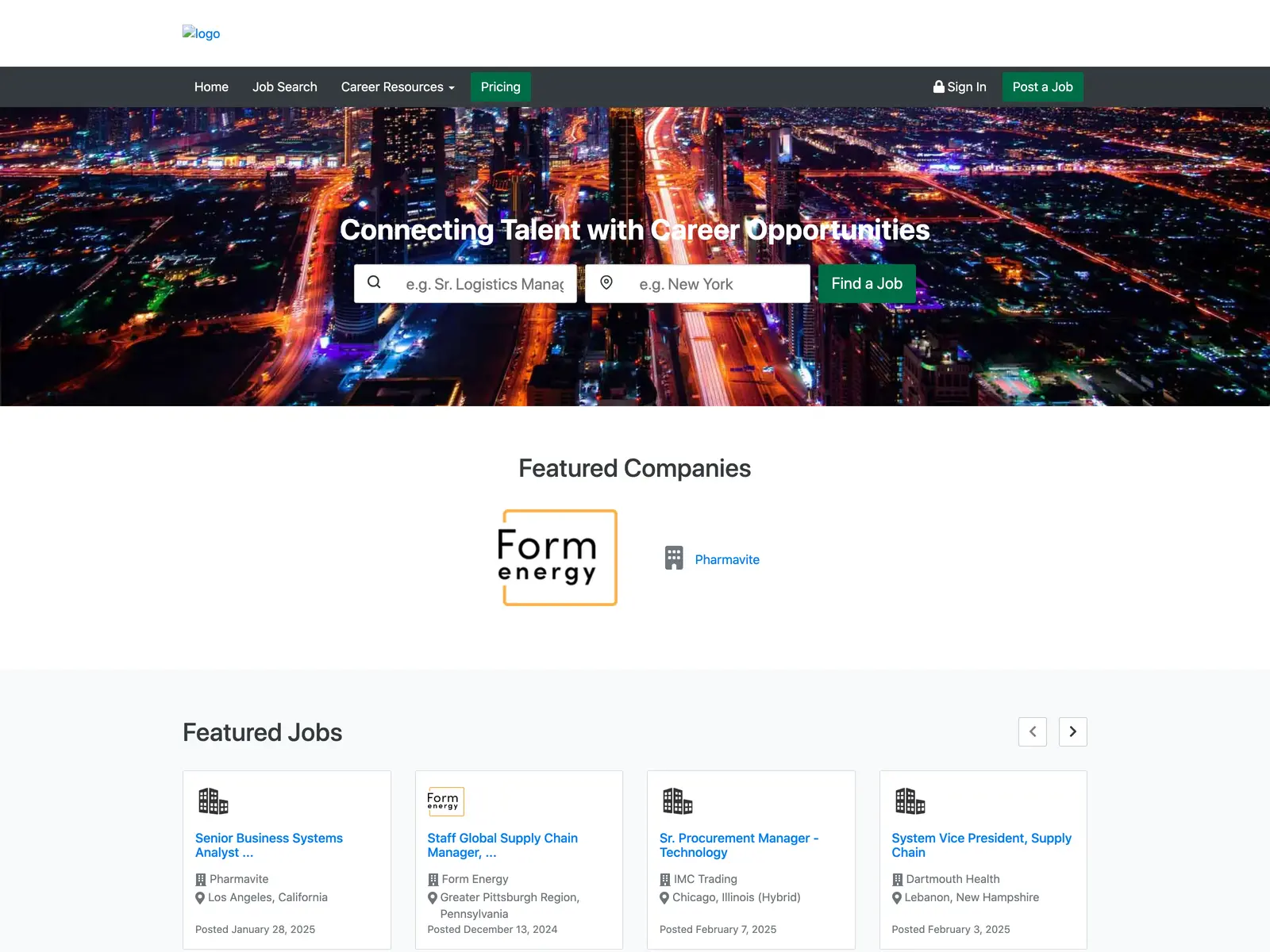 Screenshot of ASCM Career Center