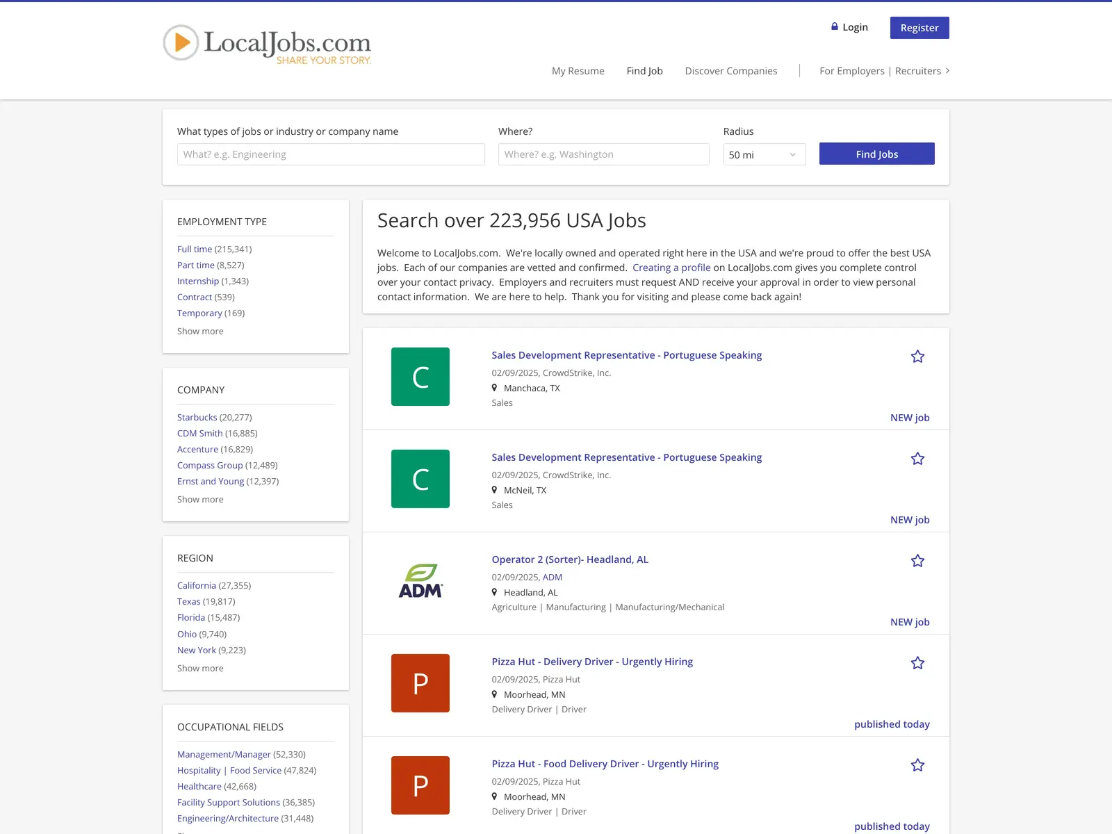 Screenshot of LocalJobs.com