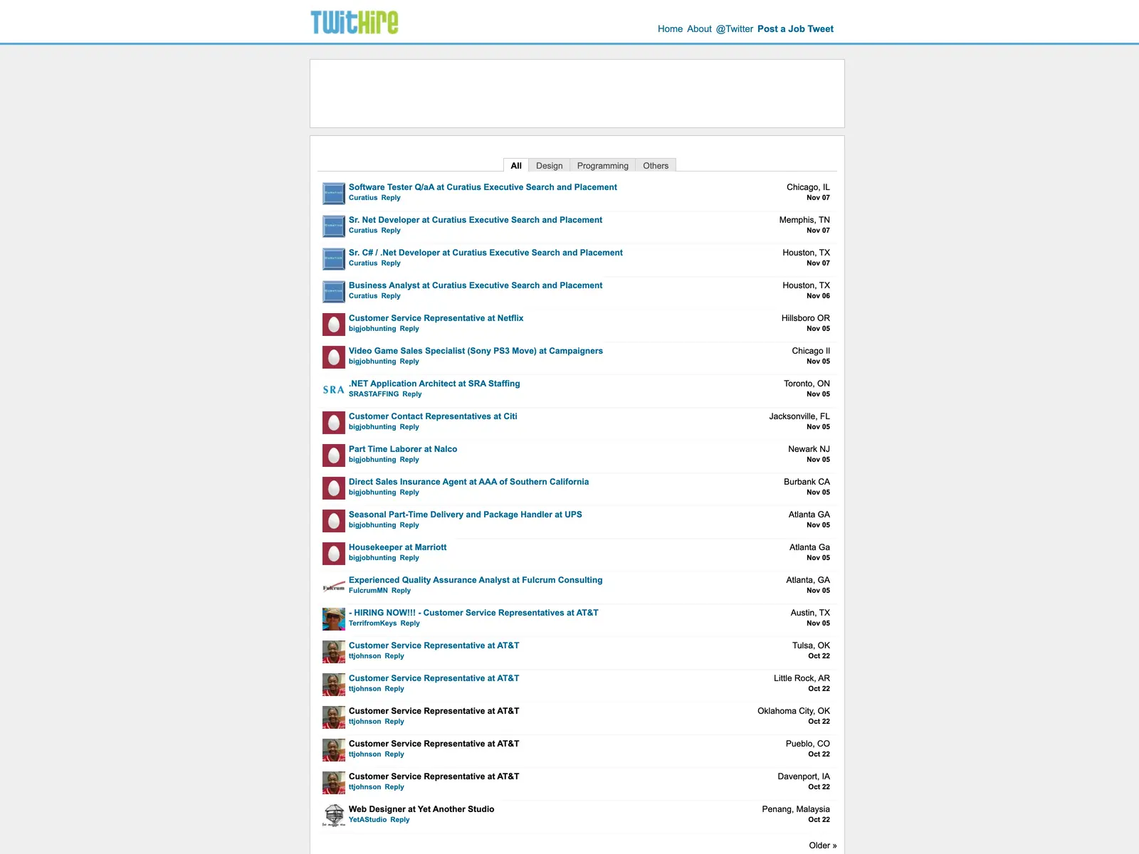 Screenshot of TwitHire