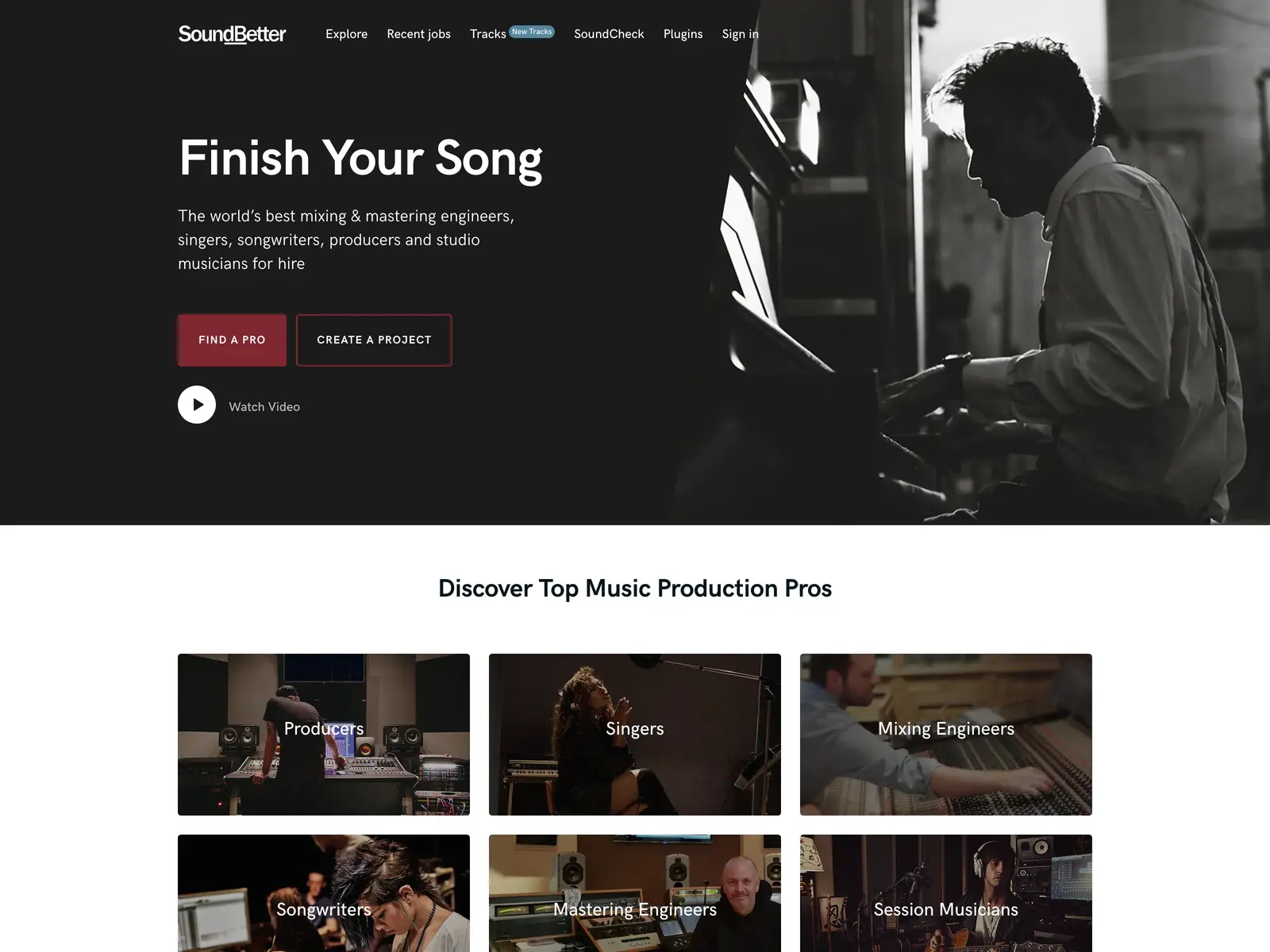 Screenshot of SoundBetter