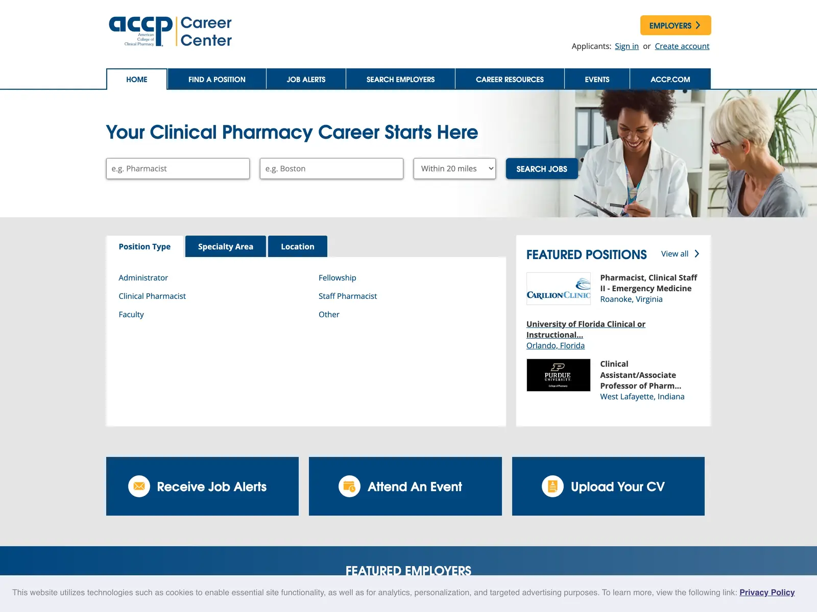 Screenshot of ACCP Career Center