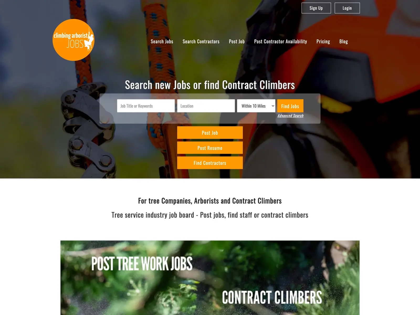 Screenshot of ClimbingArboristJobs