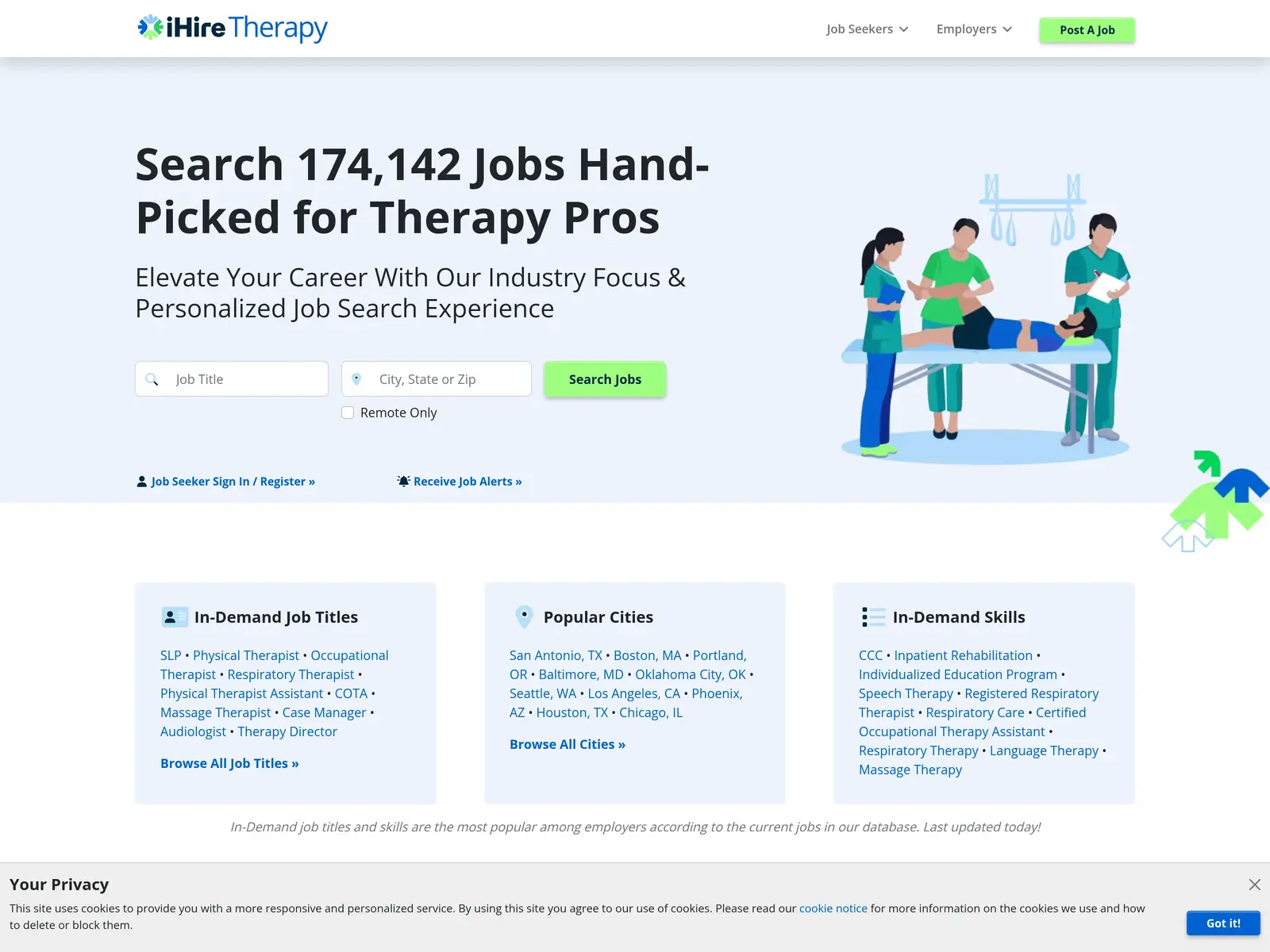 Screenshot of iHireTherapy