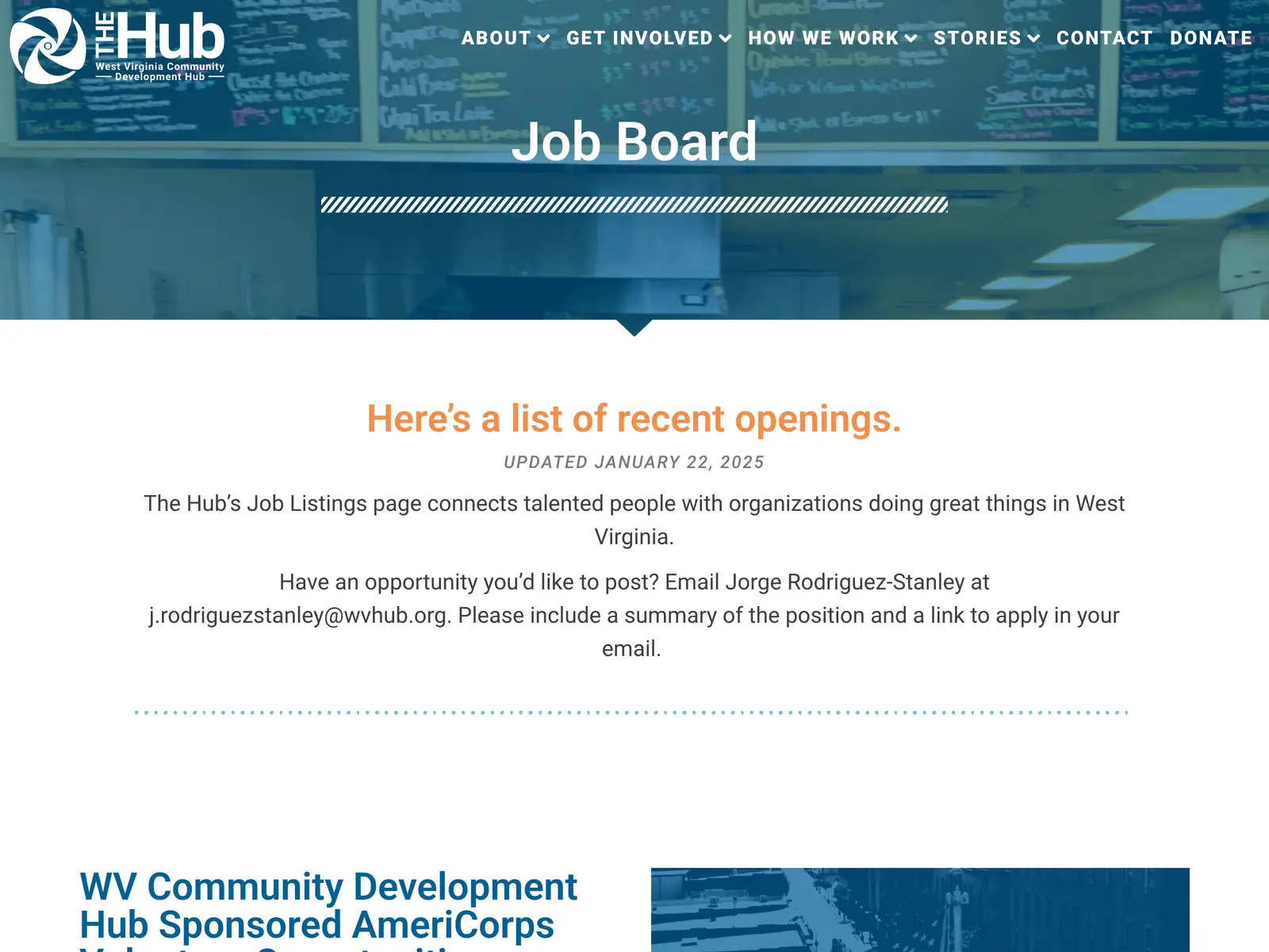 Screenshot of The Hub Job Board