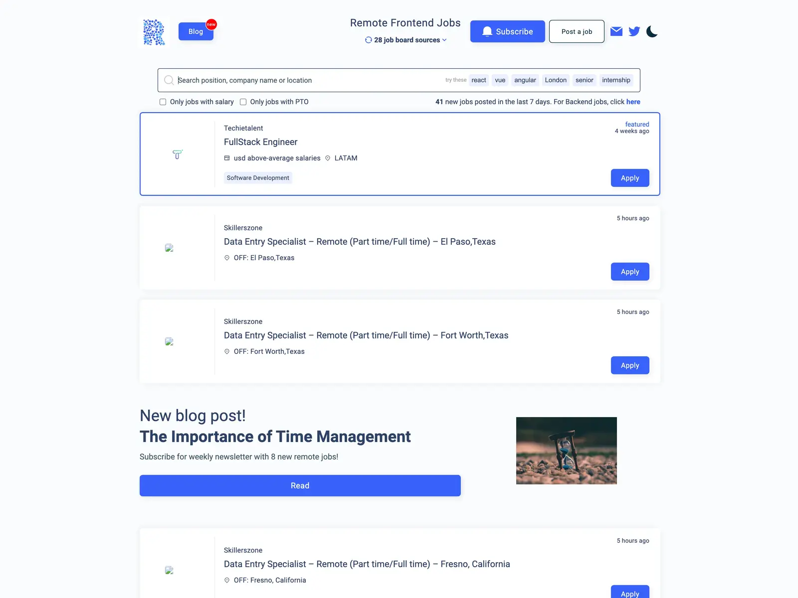 Screenshot of Remote Frontend Jobs