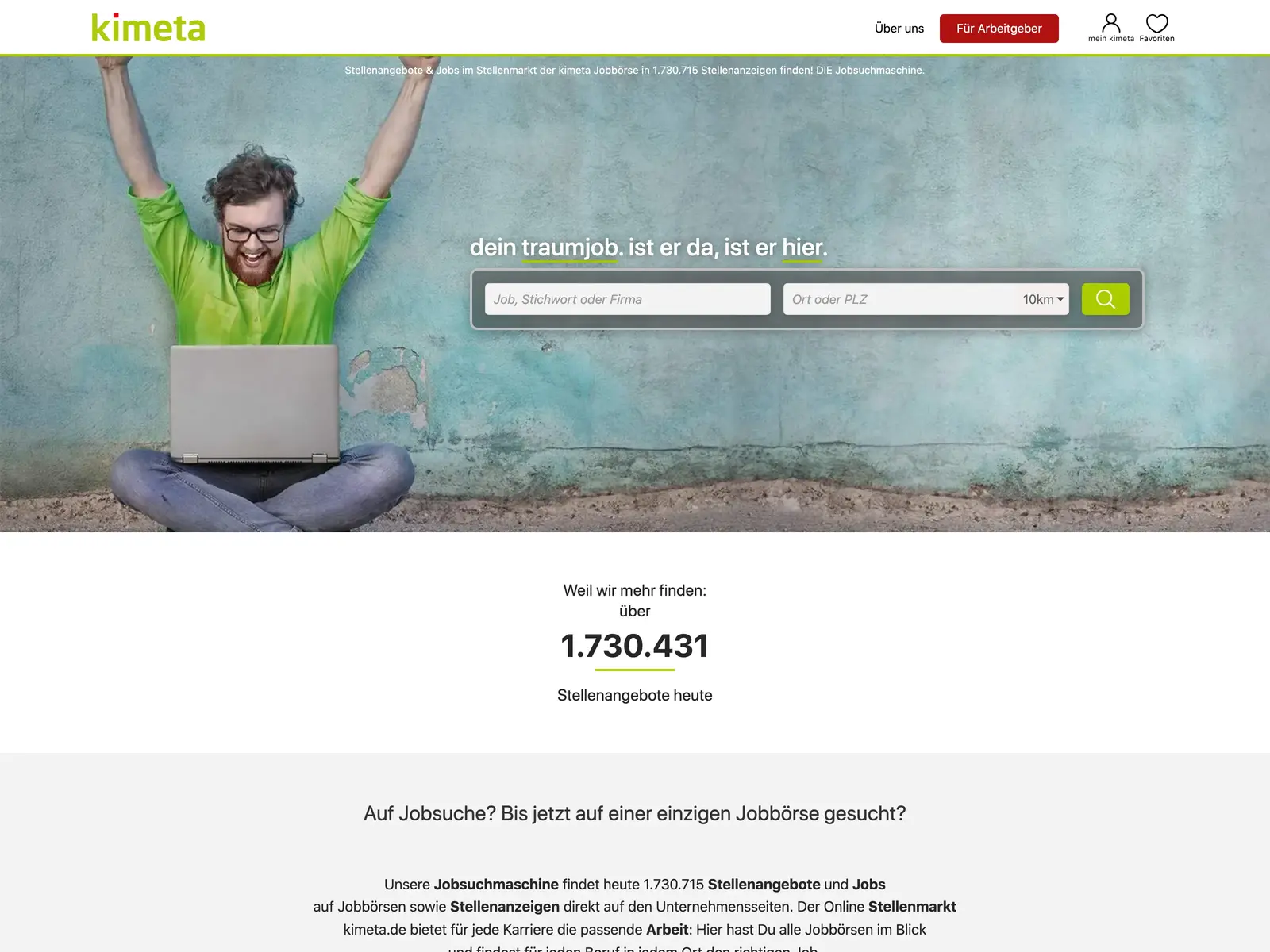 Screenshot of Kimeta