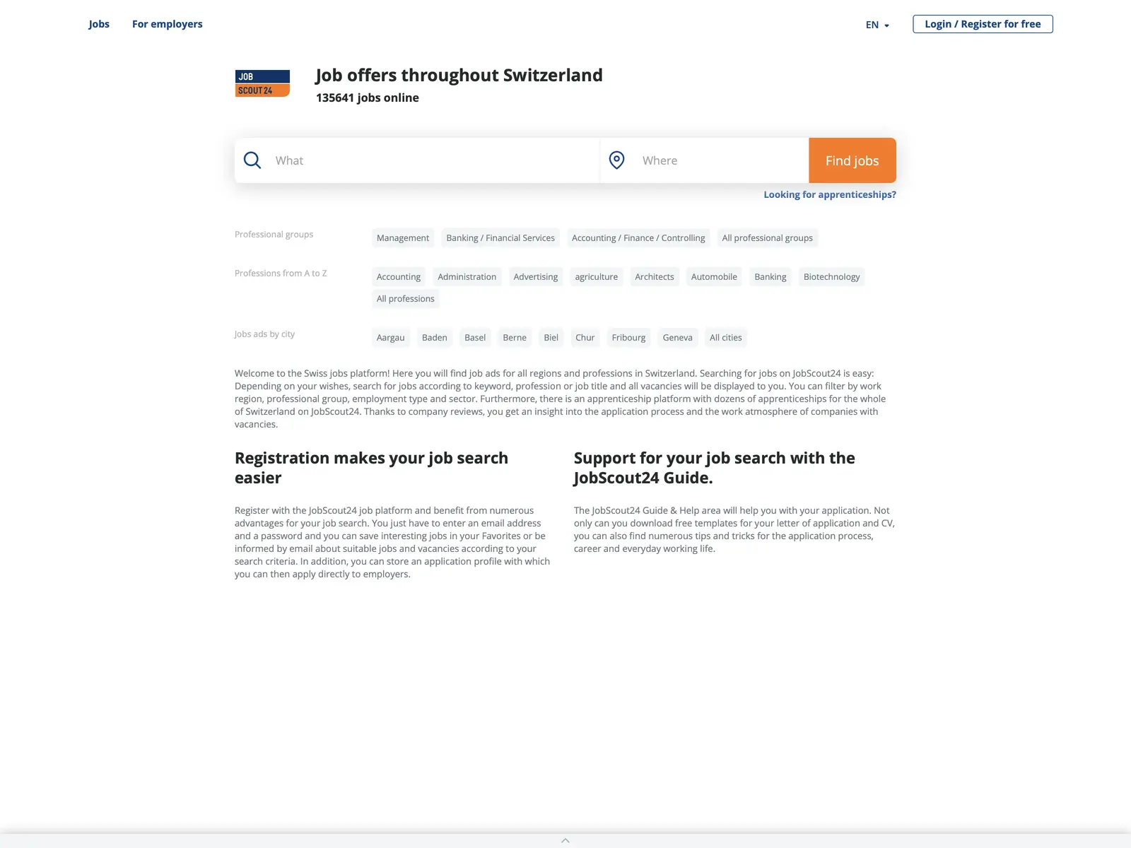 Screenshot of JobScout24