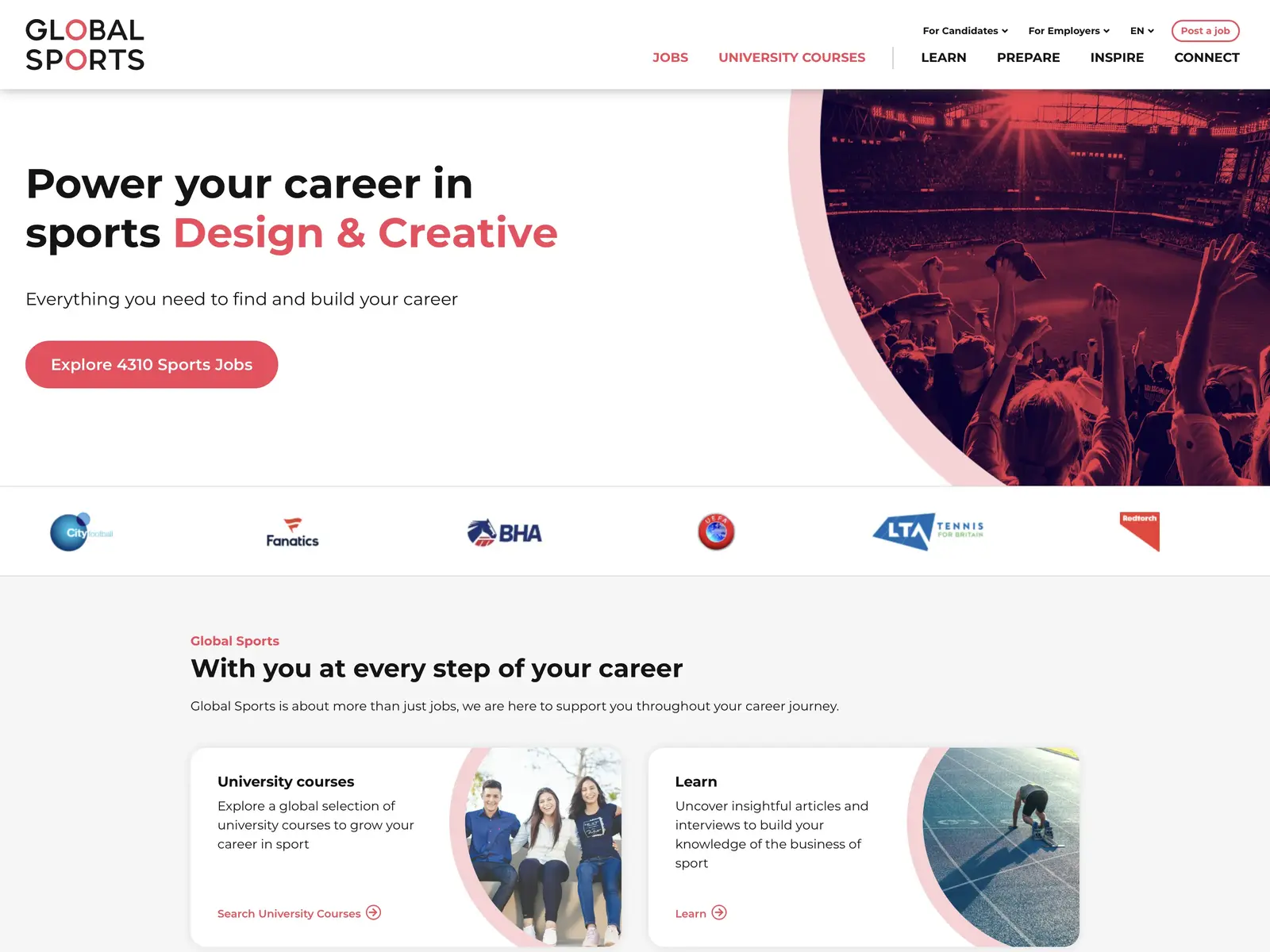 Screenshot of Global Sports Jobs