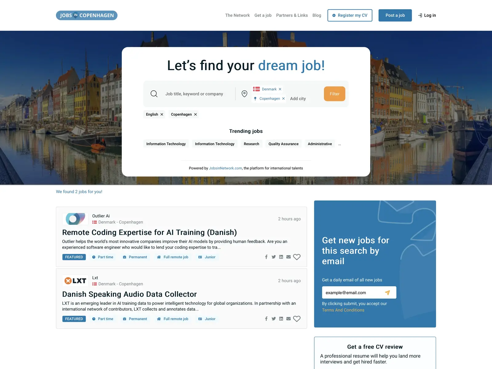 Screenshot of Jobs in Copenhagen