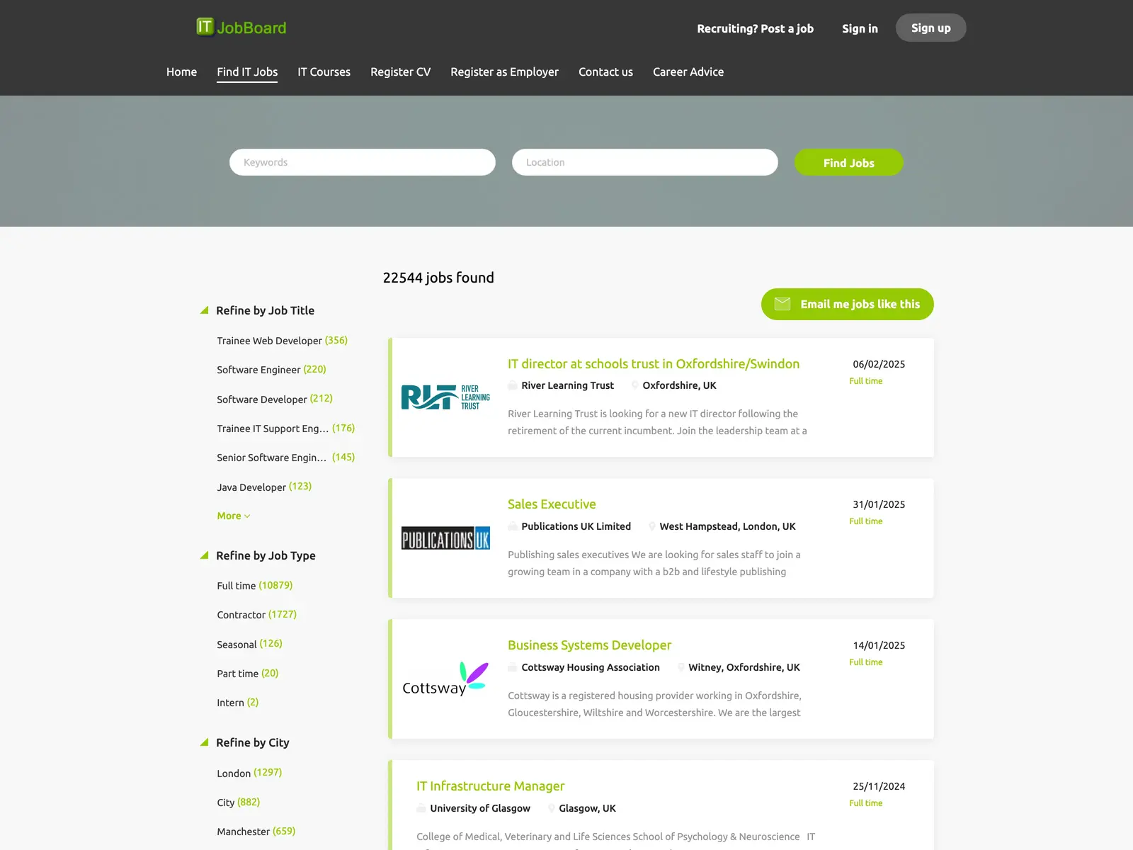 Screenshot of IT Job Board