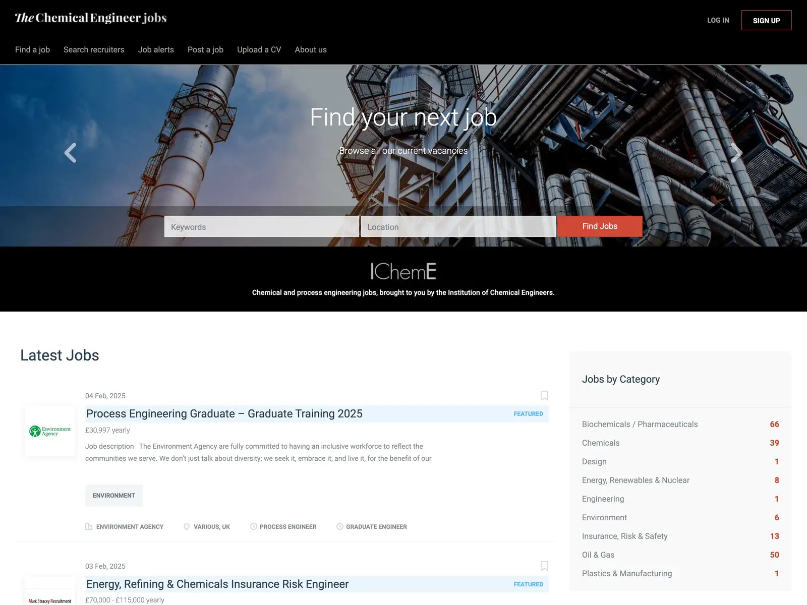 Screenshot of The Chemical Engineer Job Board