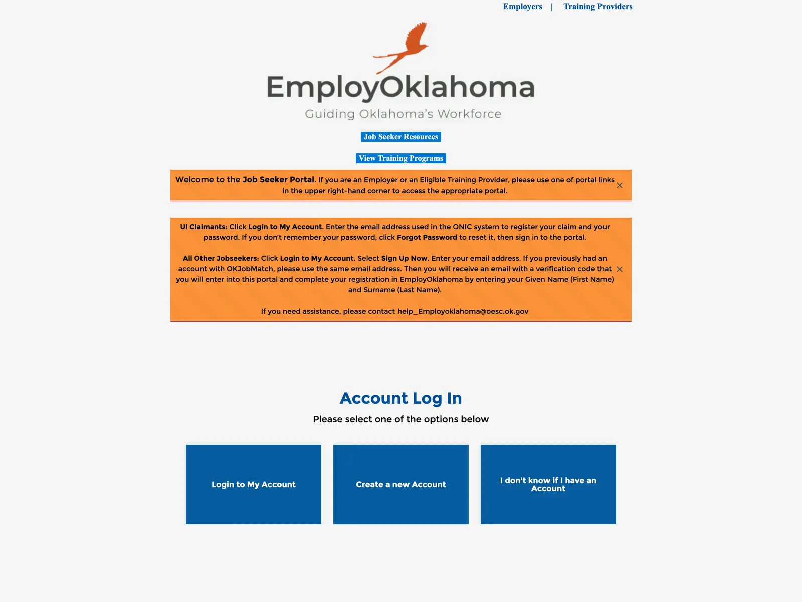 Screenshot of OKJobMatch