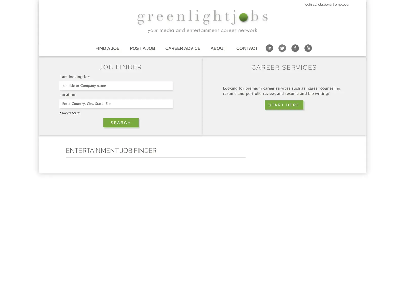 Screenshot of Greenlightjobs