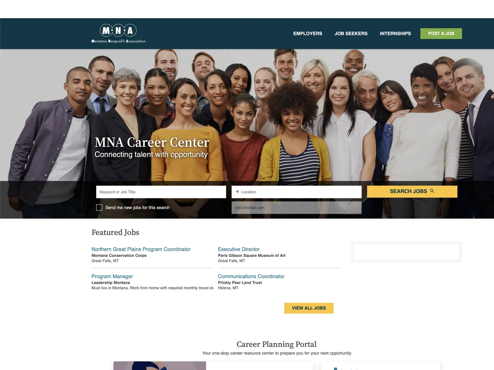 Screenshot of MNA Job Board