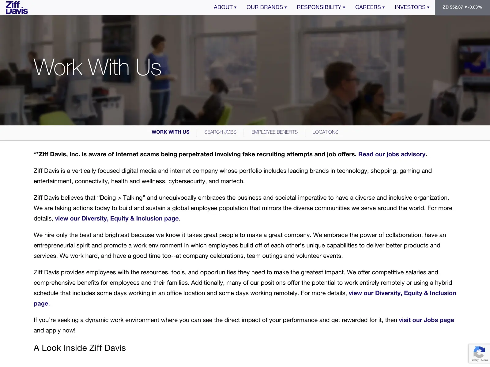 Screenshot of Careers - Ziff Davis