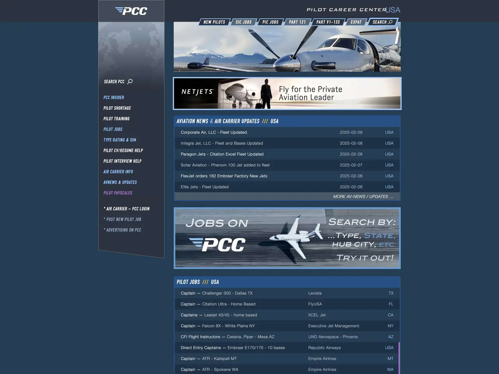 Screenshot of Pilot Career Center
